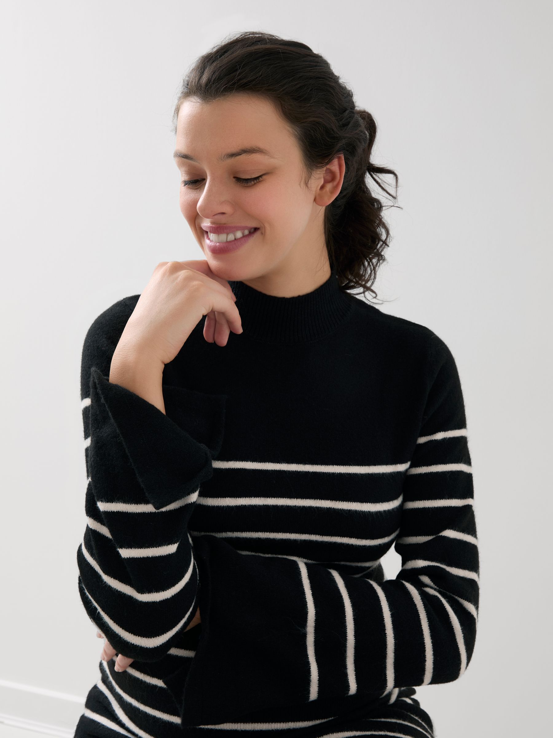 Black Stripe Column Knit Maternity Dress - Image 4 of 4