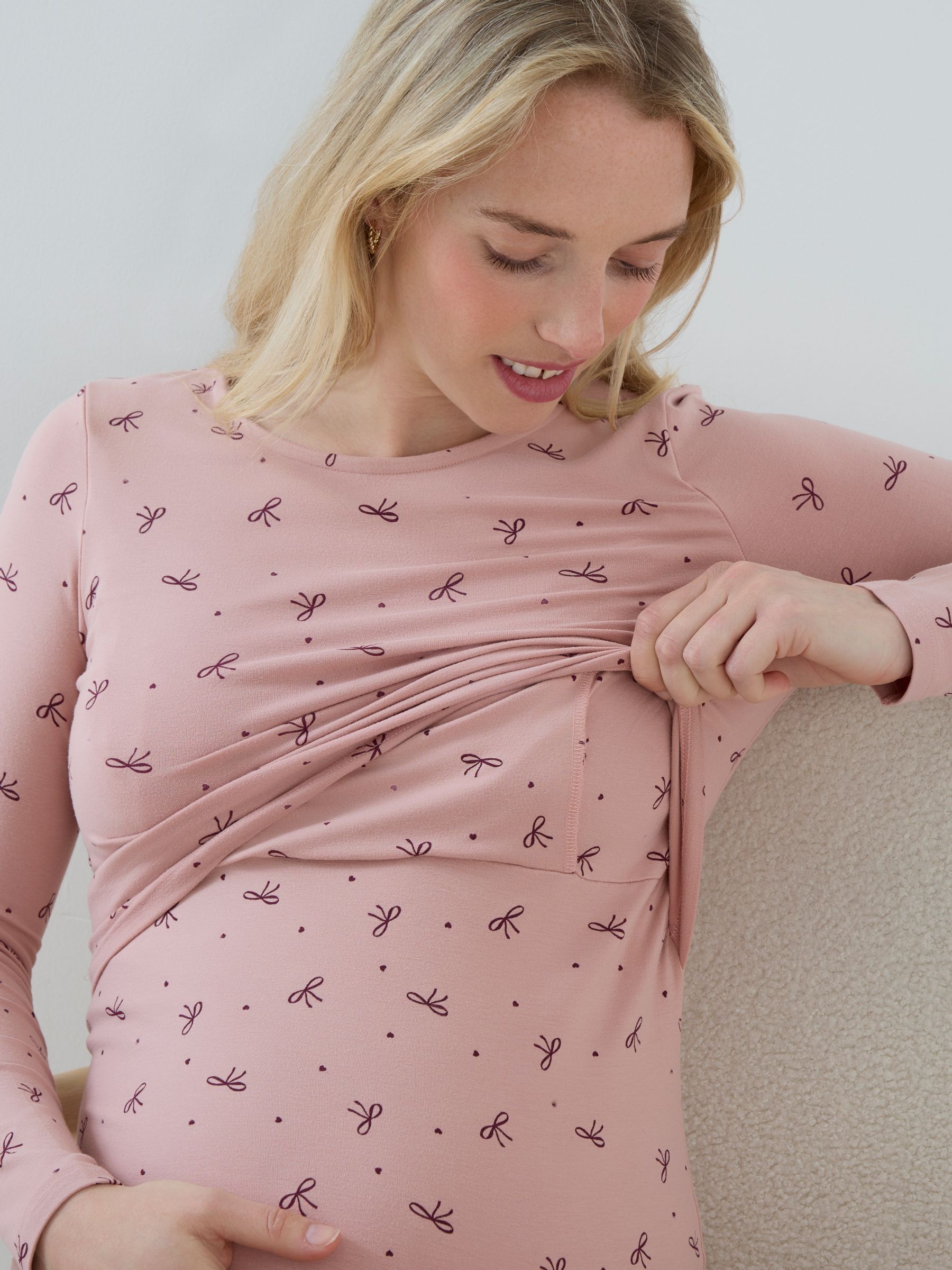 Pink Bow Long Sleeve Maternity & Nursing Pyjamas - Image 5 of 5 Pink Bow Long Sleeve Maternity & Nursing Pyjamas - Image 5 of 5