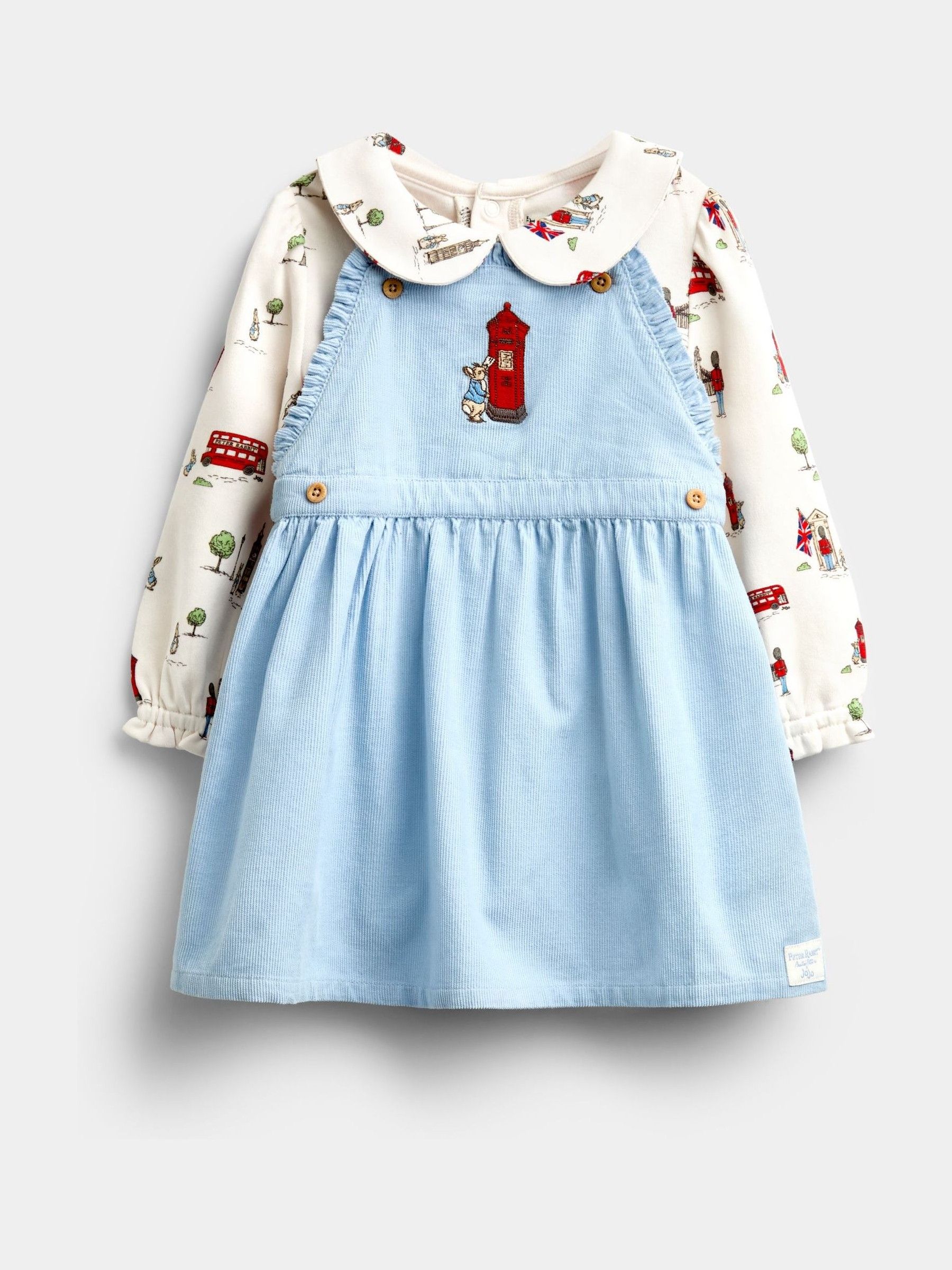 Light Blue Peter Rabbit London Pinny Dress & Bodysuit Set - Image 1 of 7