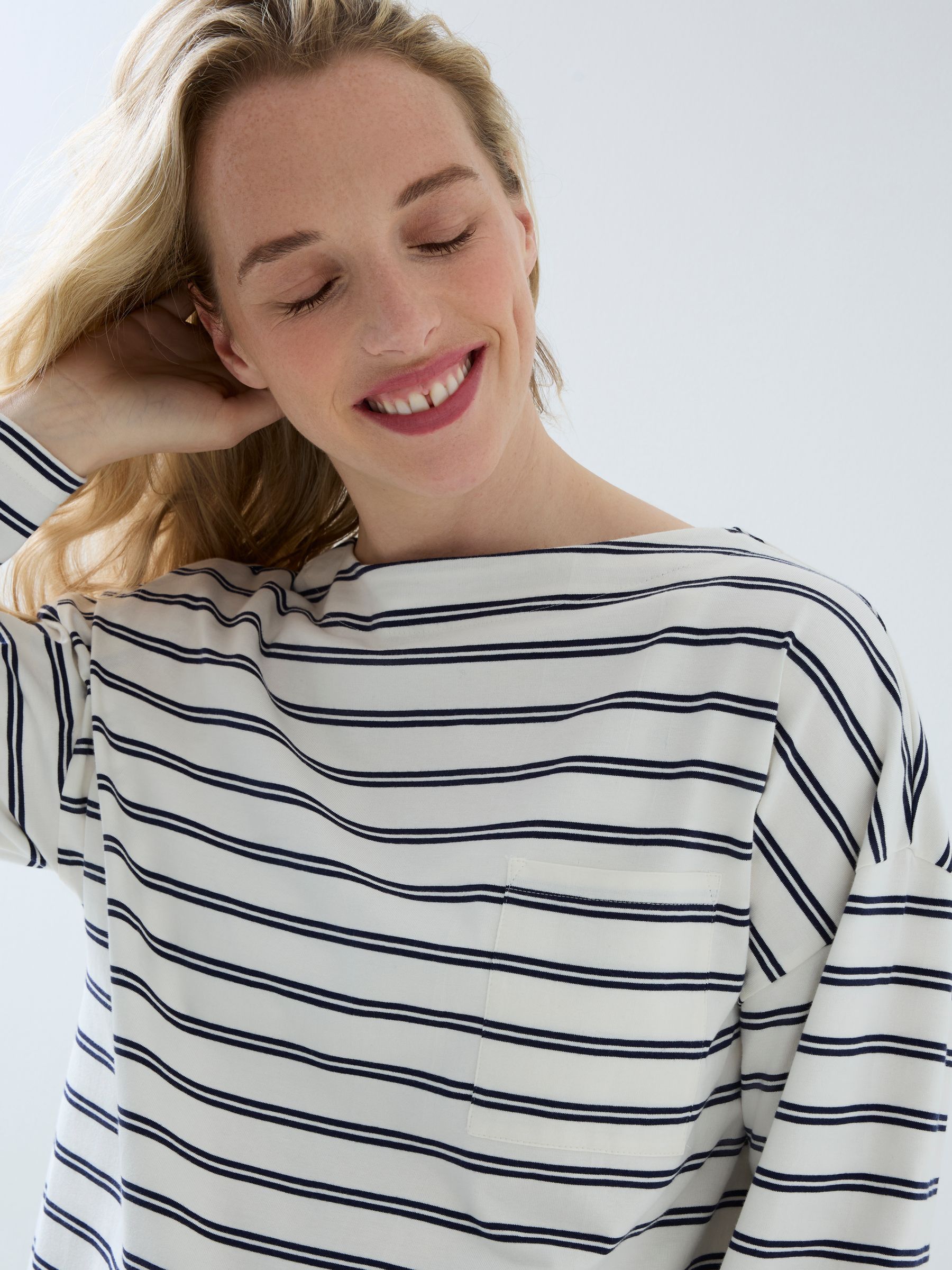 Navy Stripe Long Sleeve Jersey Top - Image 1 of 6