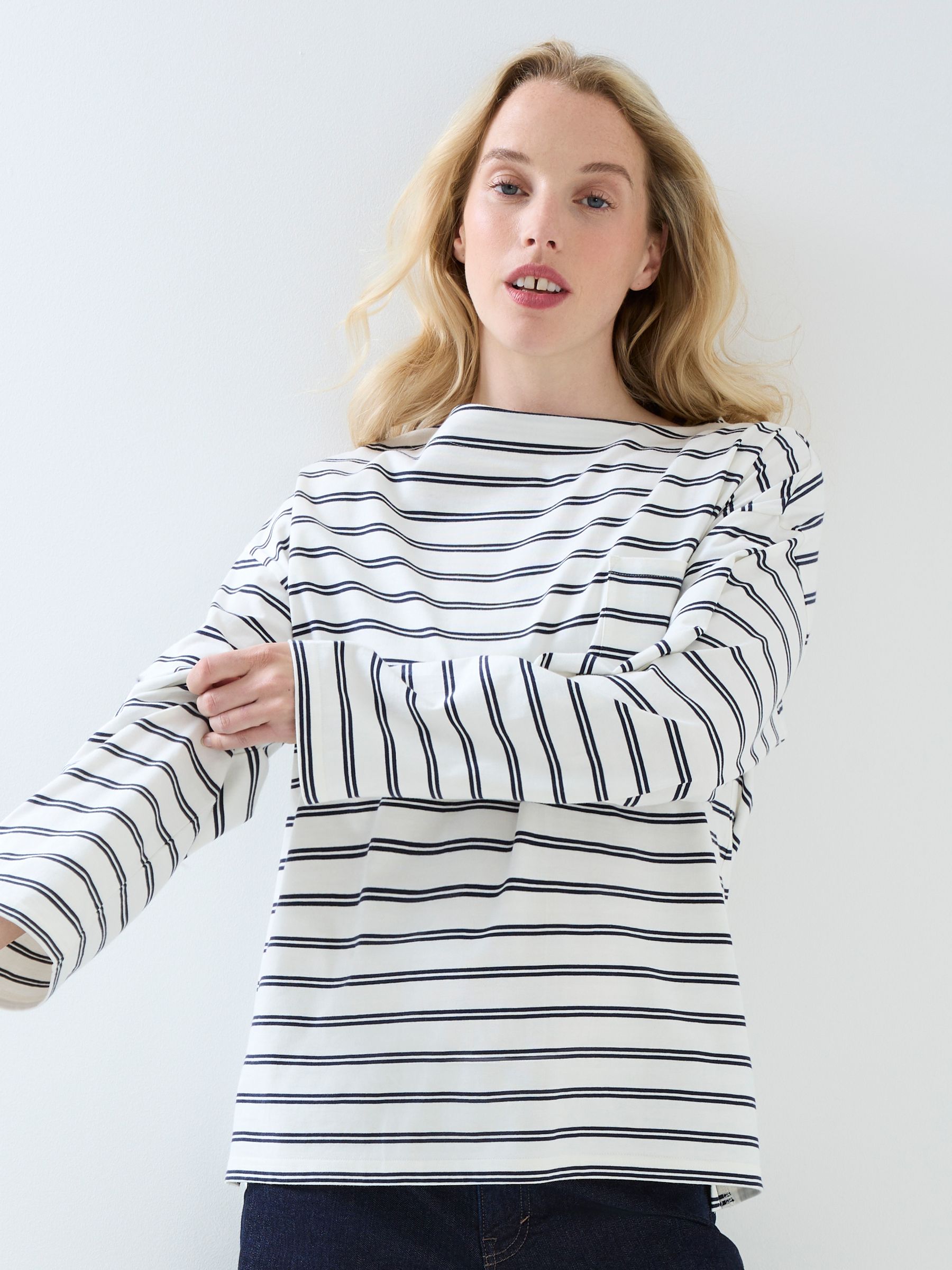 Navy Stripe Long Sleeve Jersey Top - Image 3 of 6