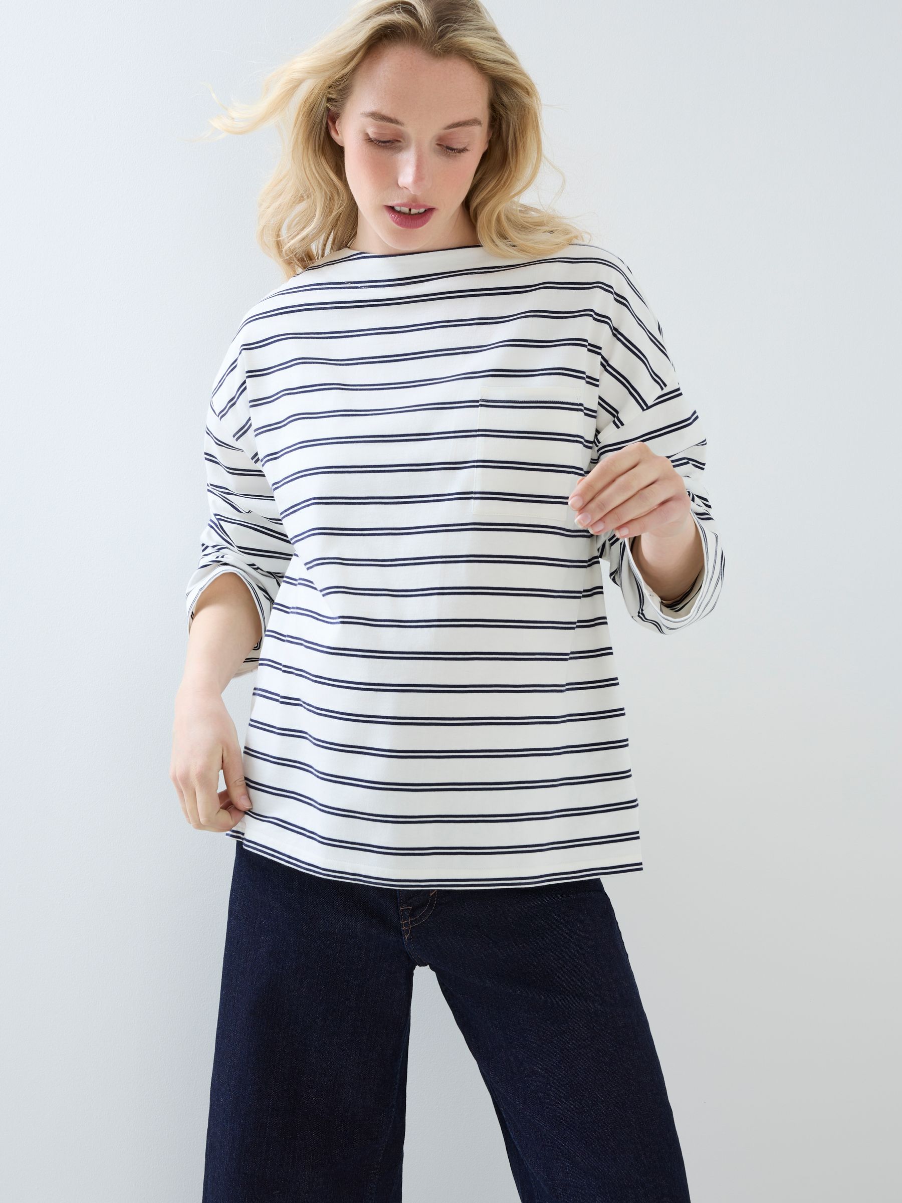 Navy Stripe Long Sleeve Jersey Top - Image 4 of 6