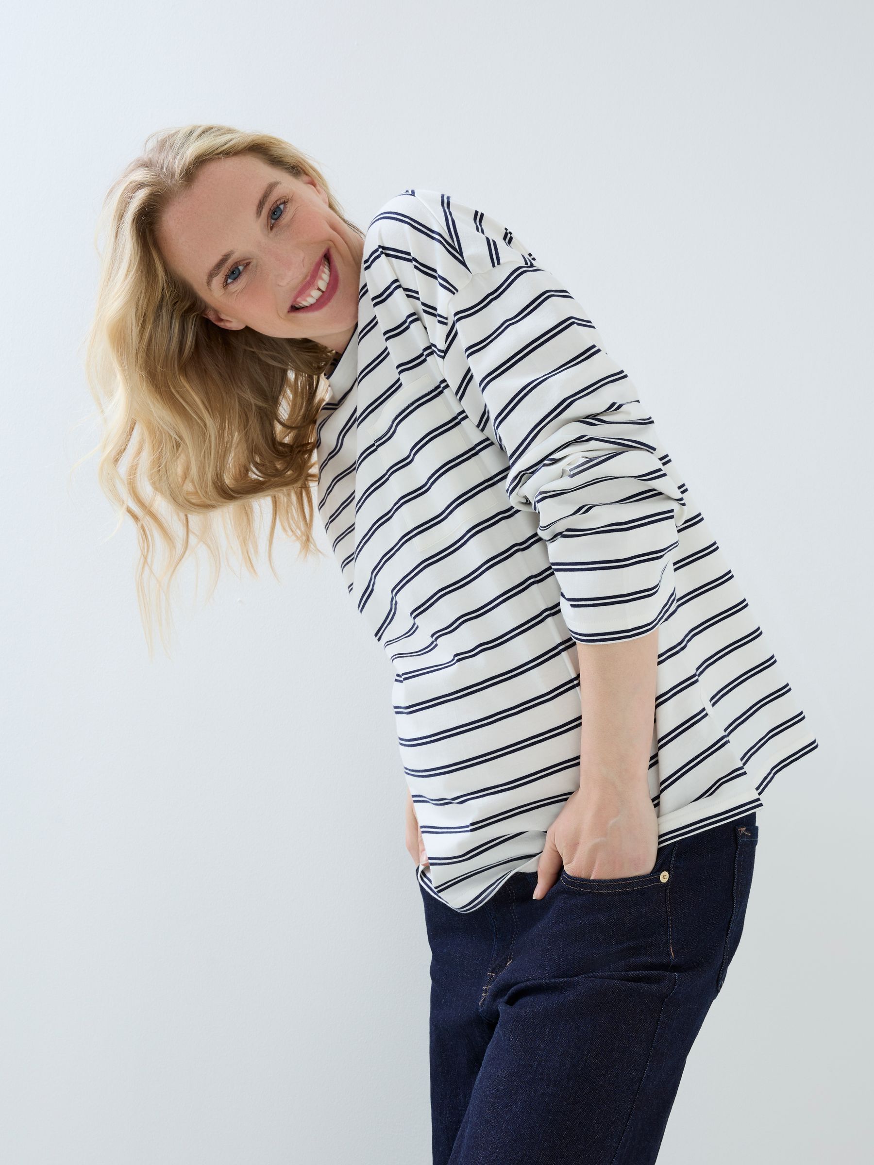 Navy Stripe Long Sleeve Jersey Top - Image 5 of 6