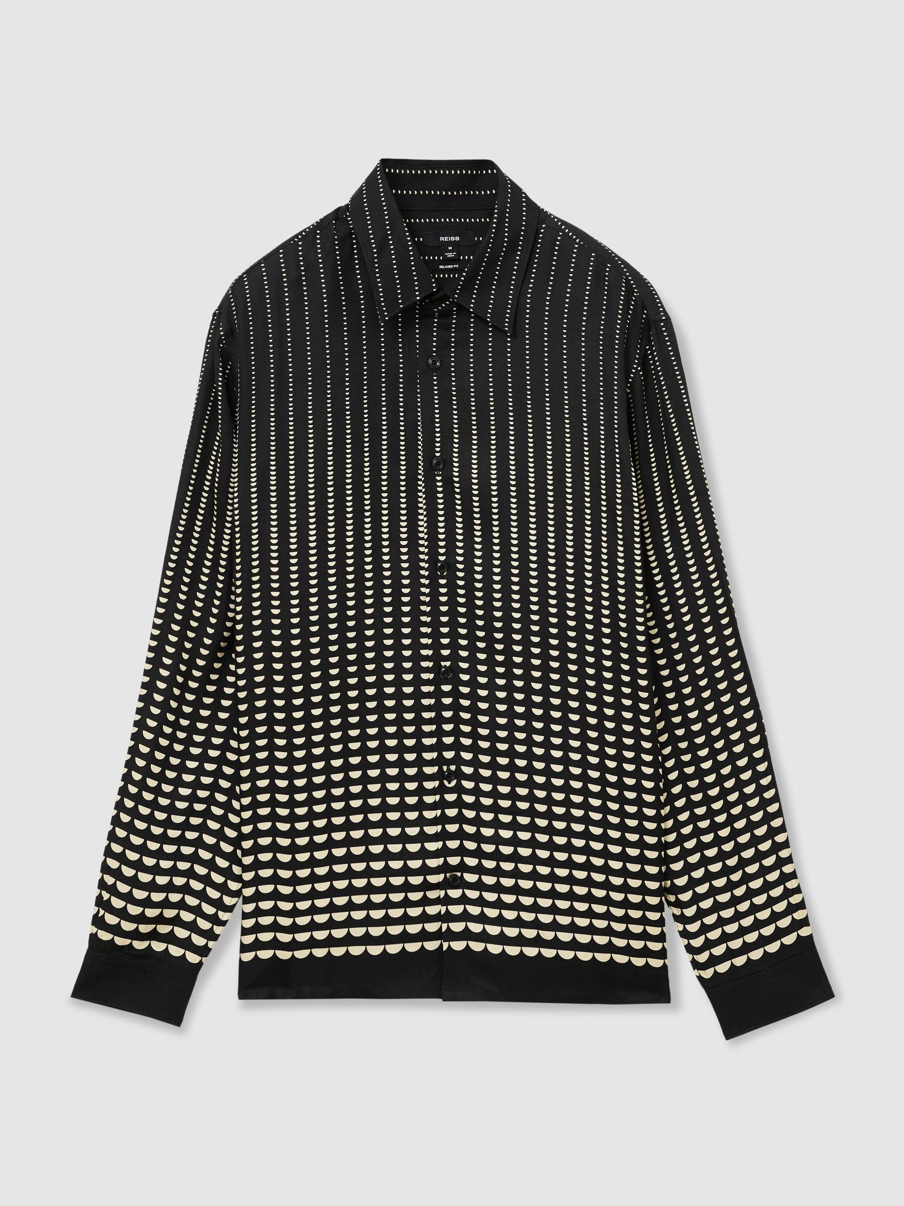 Abstract Polka-Dot Print Regular-Fit Shirt in Black/White - Image 2 of 7