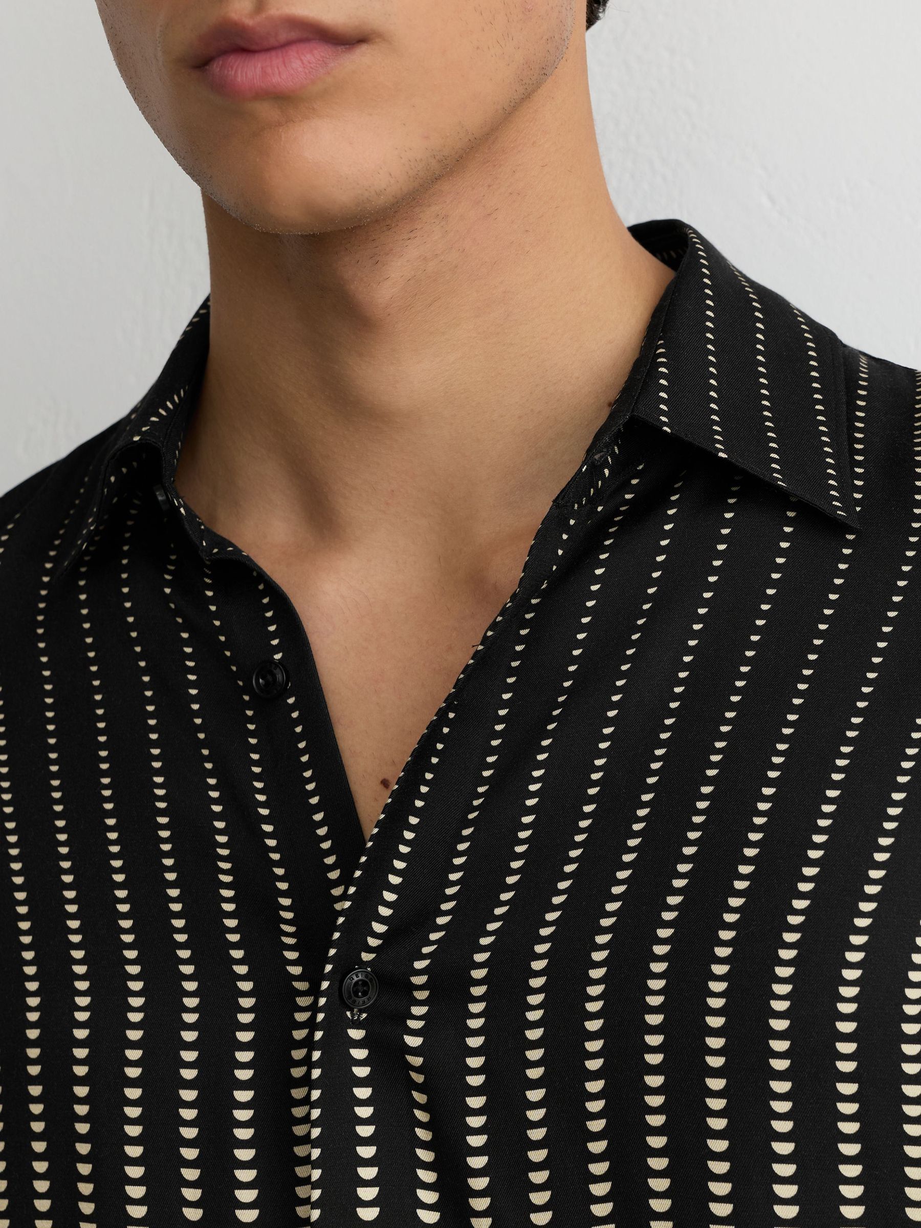 Abstract Polka-Dot Print Regular-Fit Shirt in Black/White - Image 5 of 7