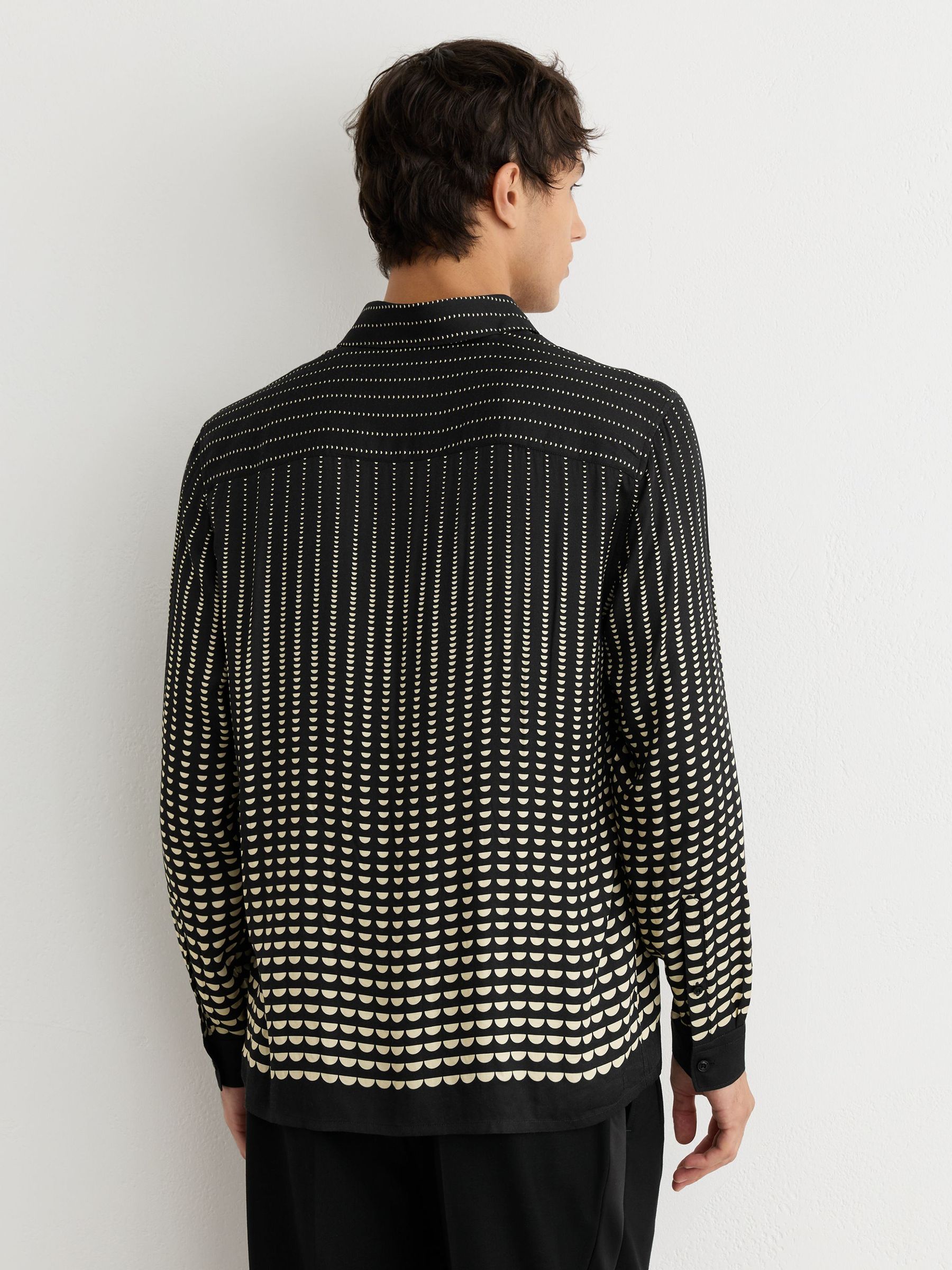 Abstract Polka-Dot Print Regular-Fit Shirt in Black/White - Image 6 of 7