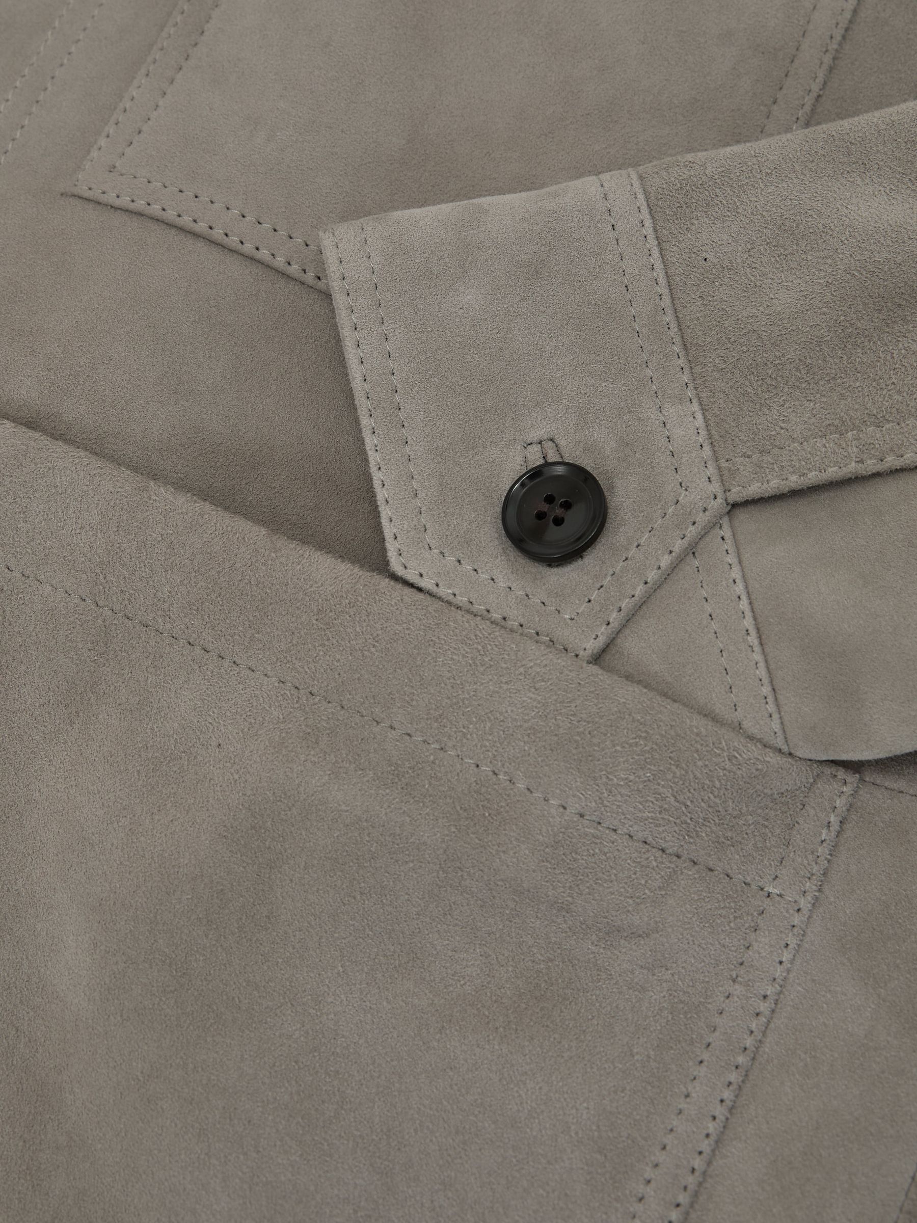 Suede Button-Through Trucker Jacket in Grey - Image 7 of 7