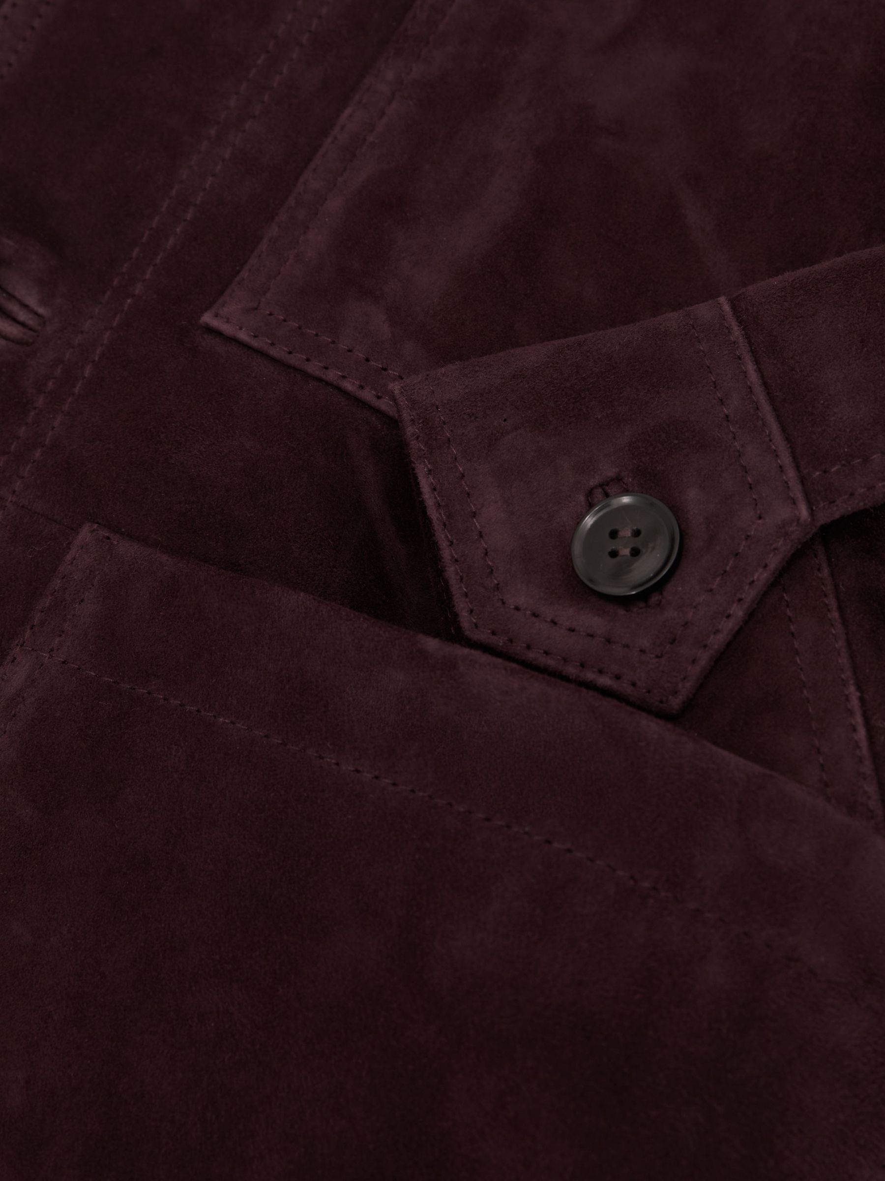 Suede Button-Through Trucker Jacket in Red - Image 8 of 8