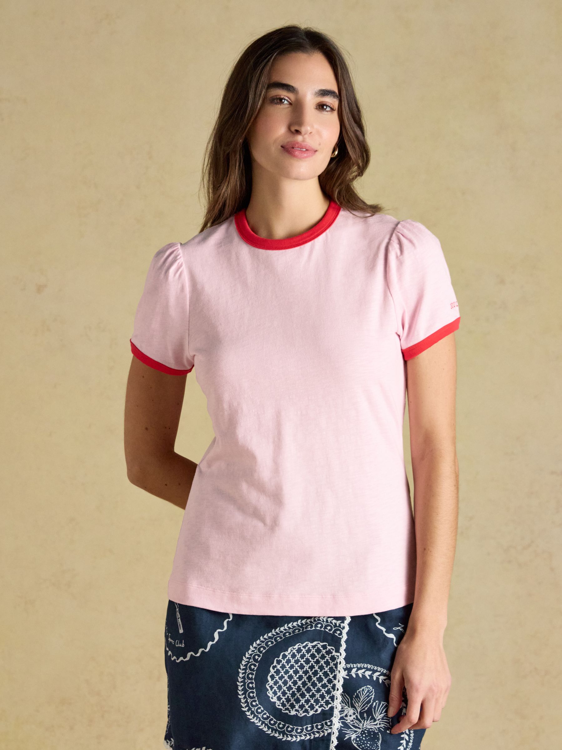 Erin Pink Slub Short Sleeve Jersey T-Shirt - Image 1 of 7 Erin Pink Slub Short Sleeve Jersey T-Shirt - Image 1 of 7