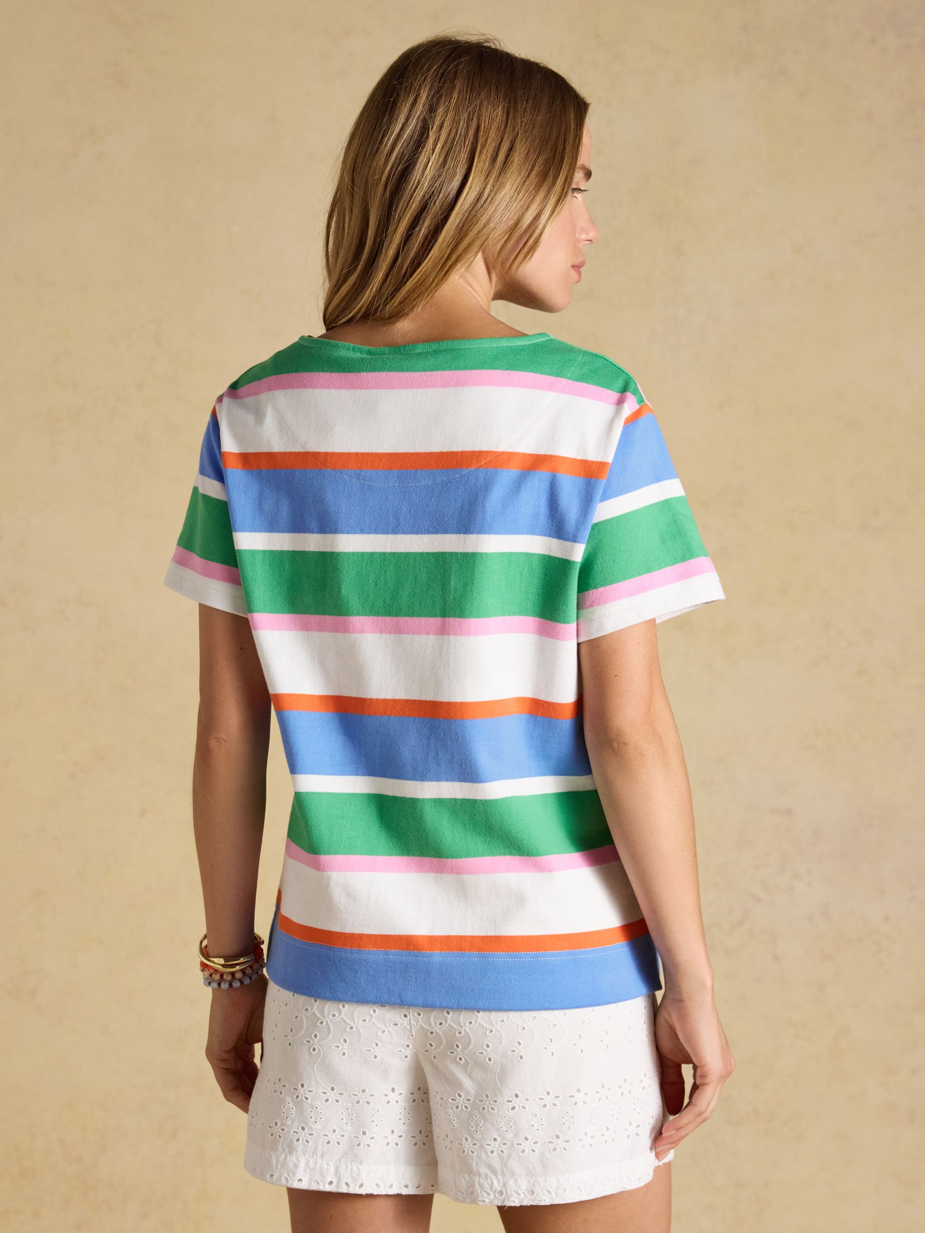 Harbour Multi Striped Short Sleeve Boat Neck Cotton Jersey Top - Image 2 of 5 Harbour Multi Striped Short Sleeve Boat Neck Cotton Jersey Top - Image 2 of 5