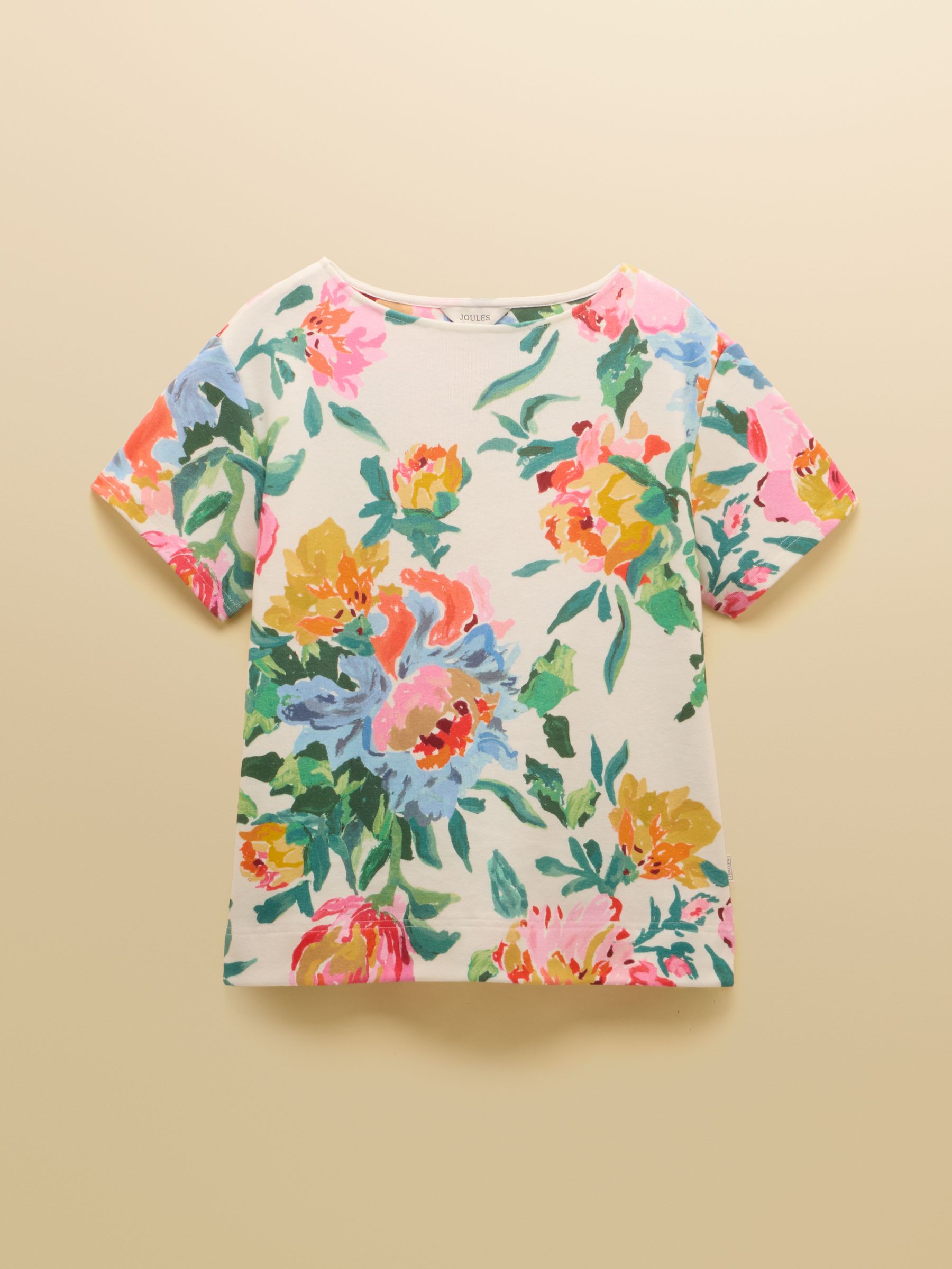 Harbour Artist Floral Short Sleeve Boat Neck 100% Cotton Jersey Top - Image 7 of 7