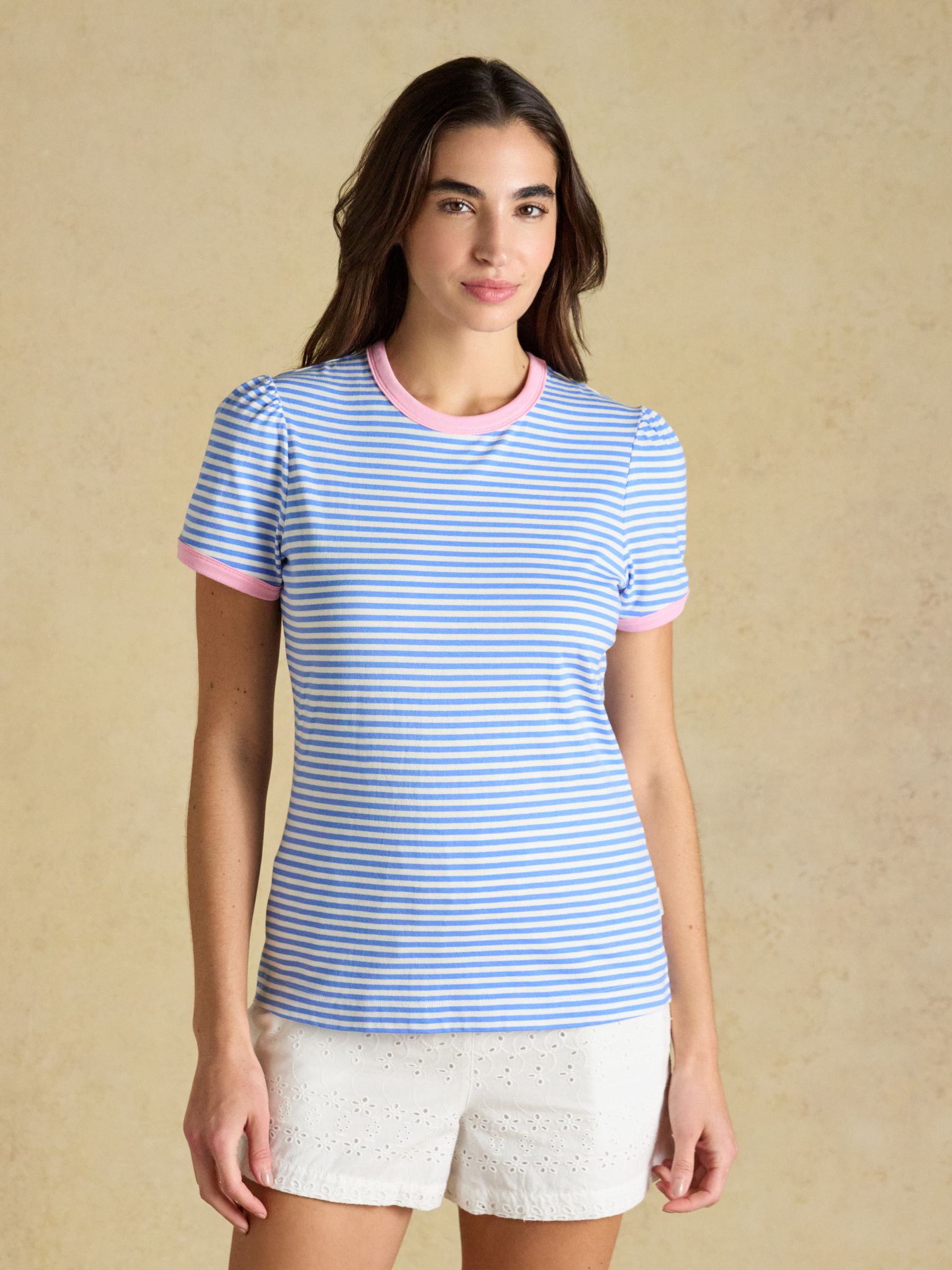 Erin Light Blue Striped Short Sleeve Jersey T-Shirt - Image 1 of 8