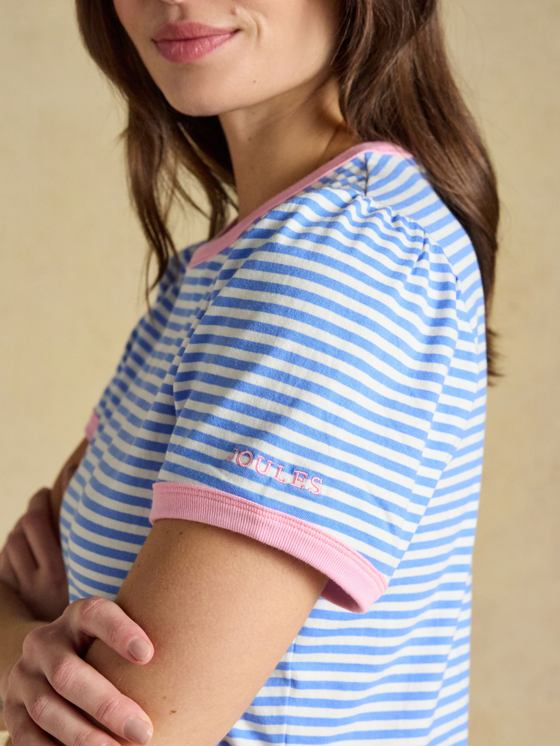 Erin Light Blue Striped Short Sleeve Jersey T-Shirt - Image 5 of 8