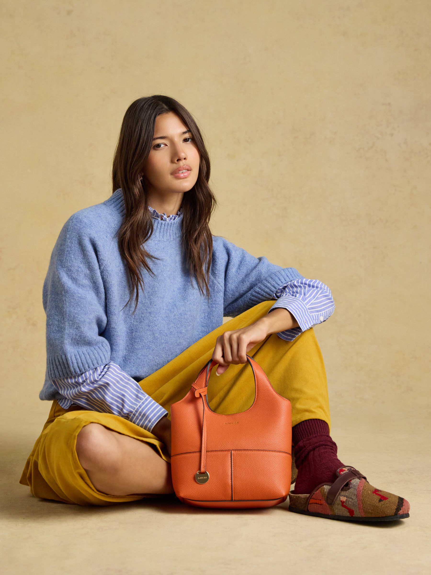 Crossbody Orange Tophandle Tote Bag - Image 3 of 9