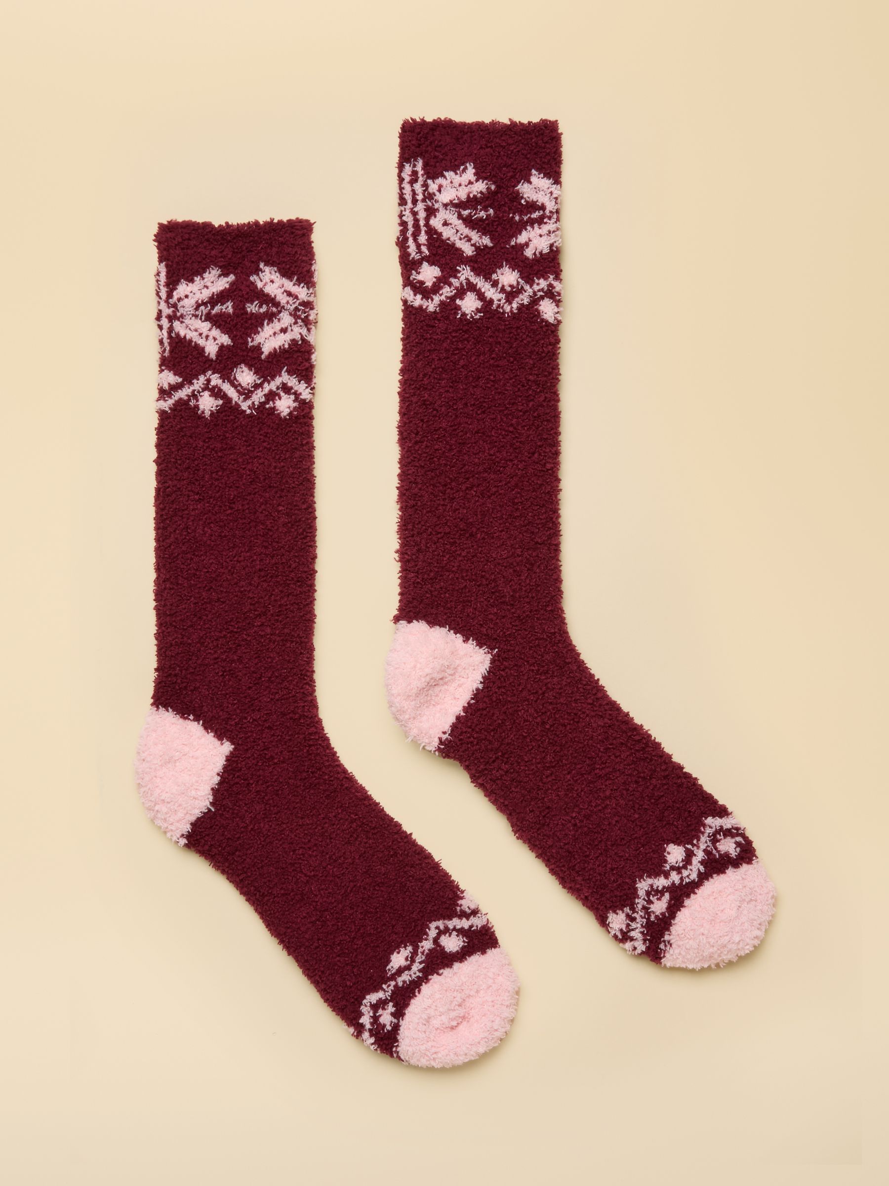 Women's Nordic Berry Red Fluffy Socks (size 4-8) - Image 1 of 3