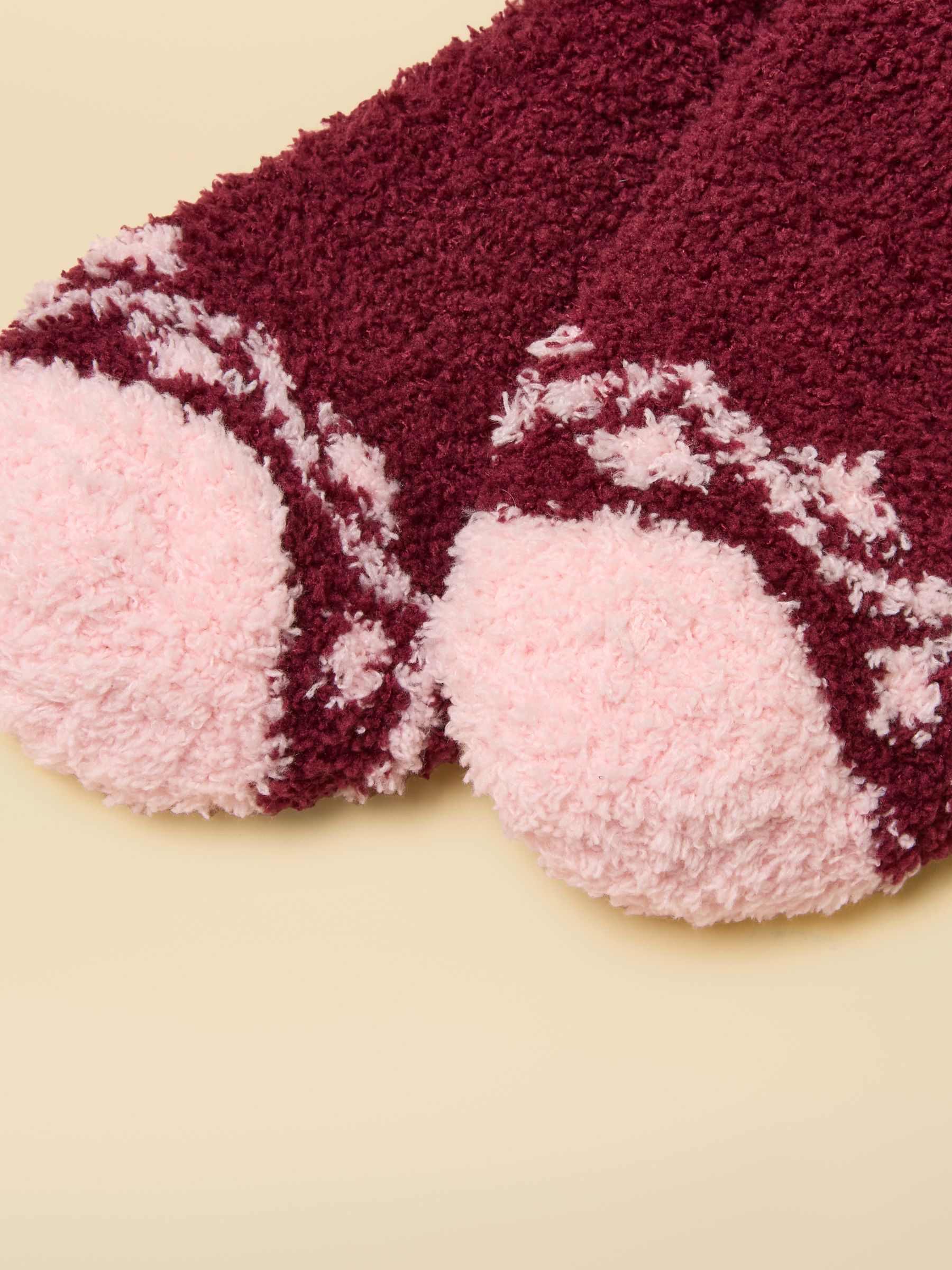 Women's Nordic Berry Red Fluffy Socks (size 4-8) - Image 2 of 3