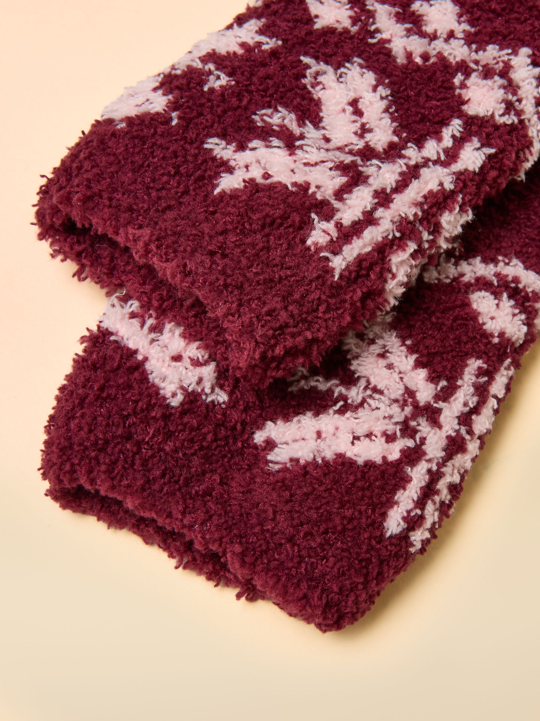 Women's Nordic Berry Red Fluffy Socks (size 4-8) - Image 3 of 3