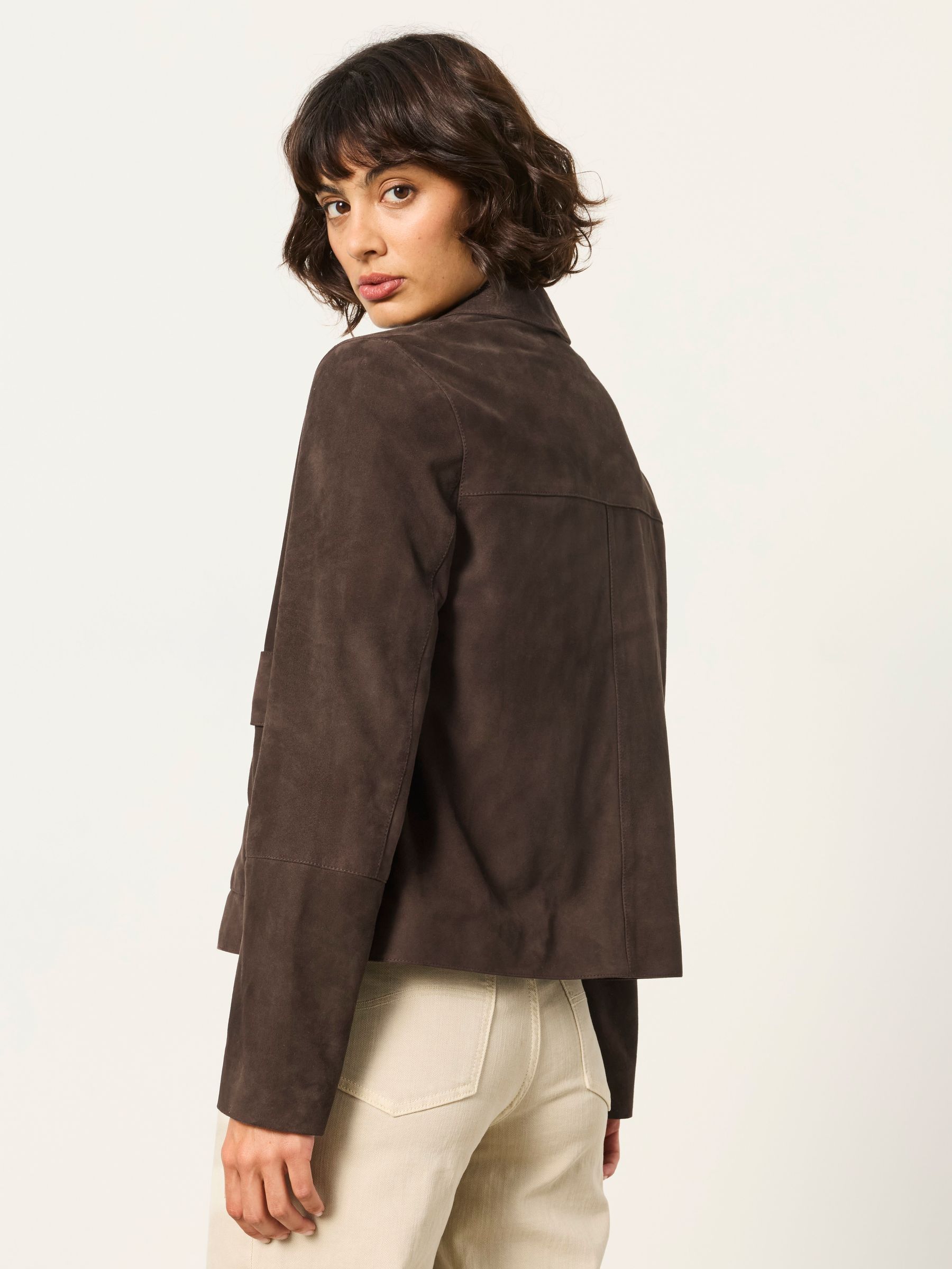 Eliza Chocolate Brown Suede Jacket - Image 2 of 6