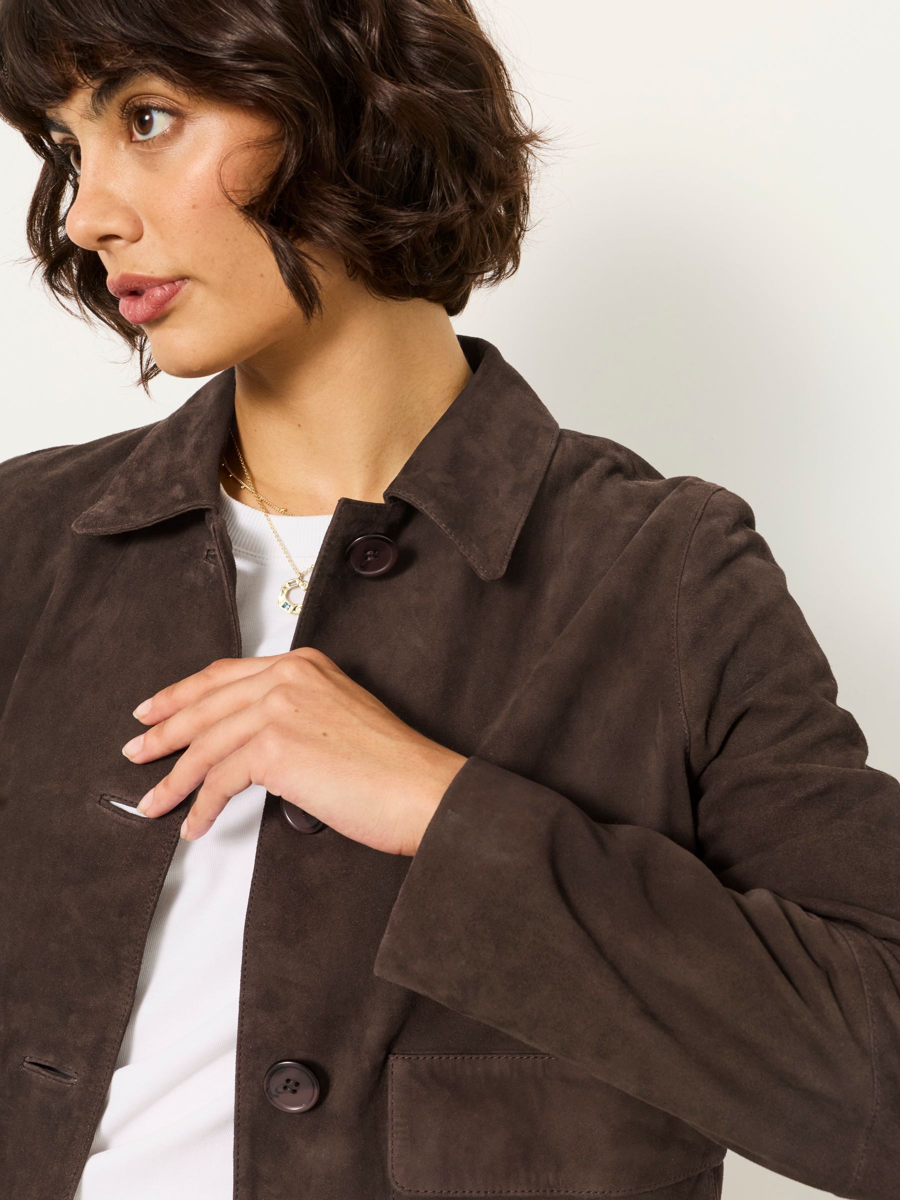Eliza Chocolate Brown Suede Jacket - Image 4 of 6