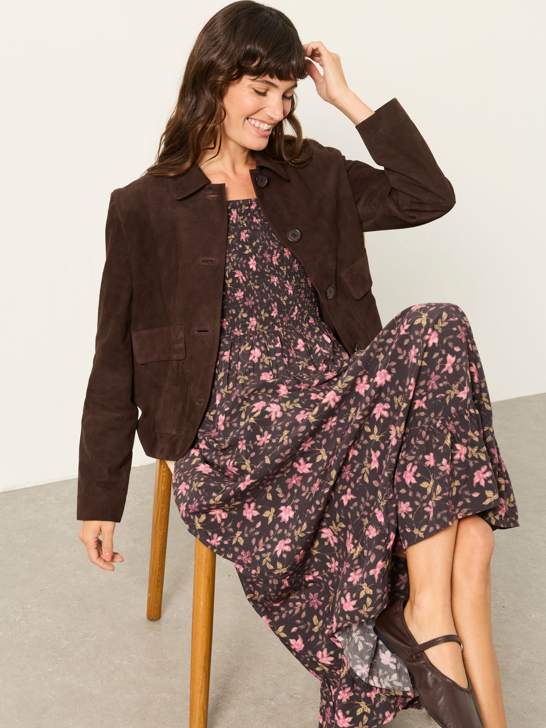 Eliza Chocolate Brown Suede Jacket - Image 6 of 6