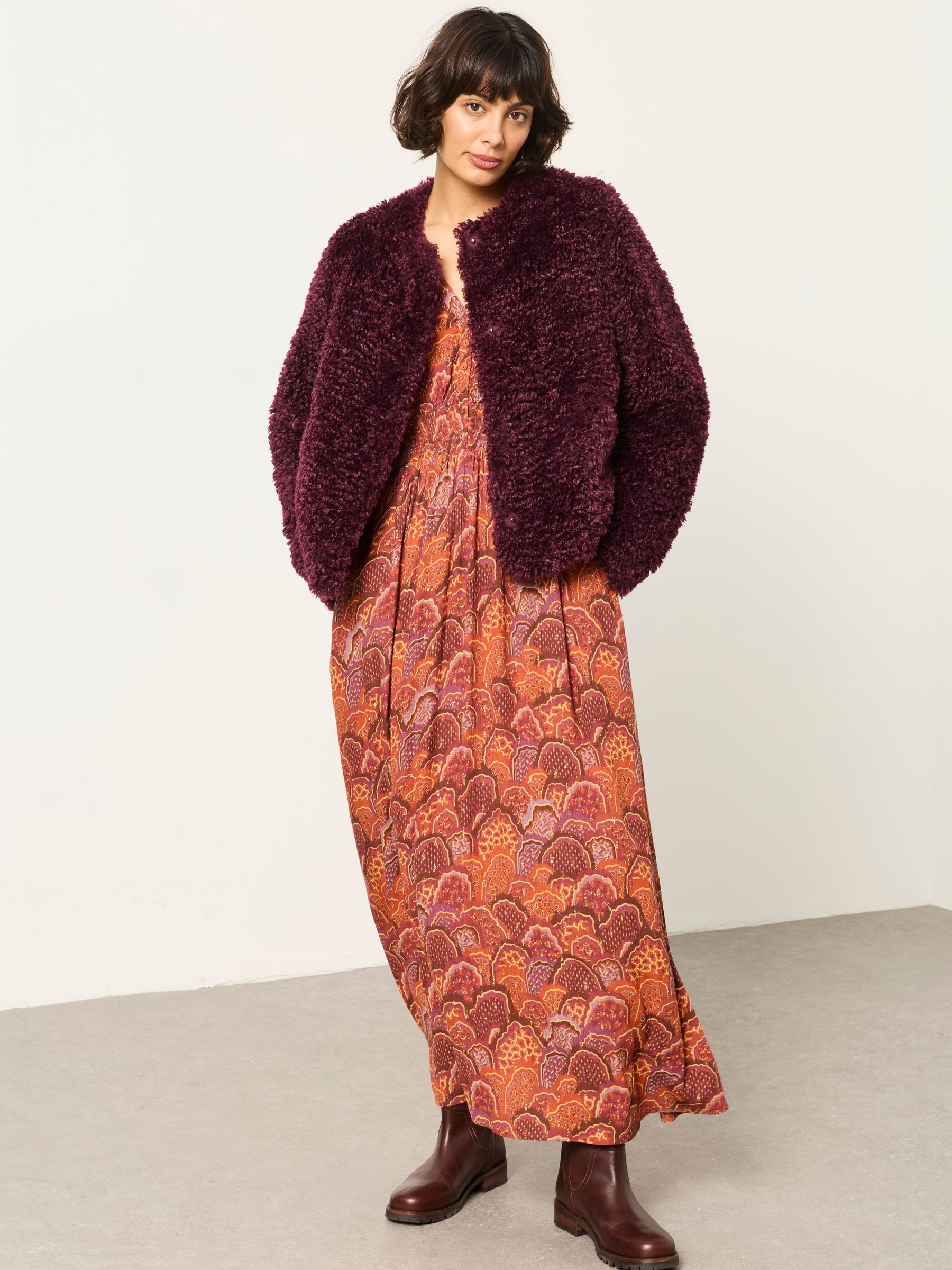 Amelia Plum Purple Fur Jacket - Image 2 of 5