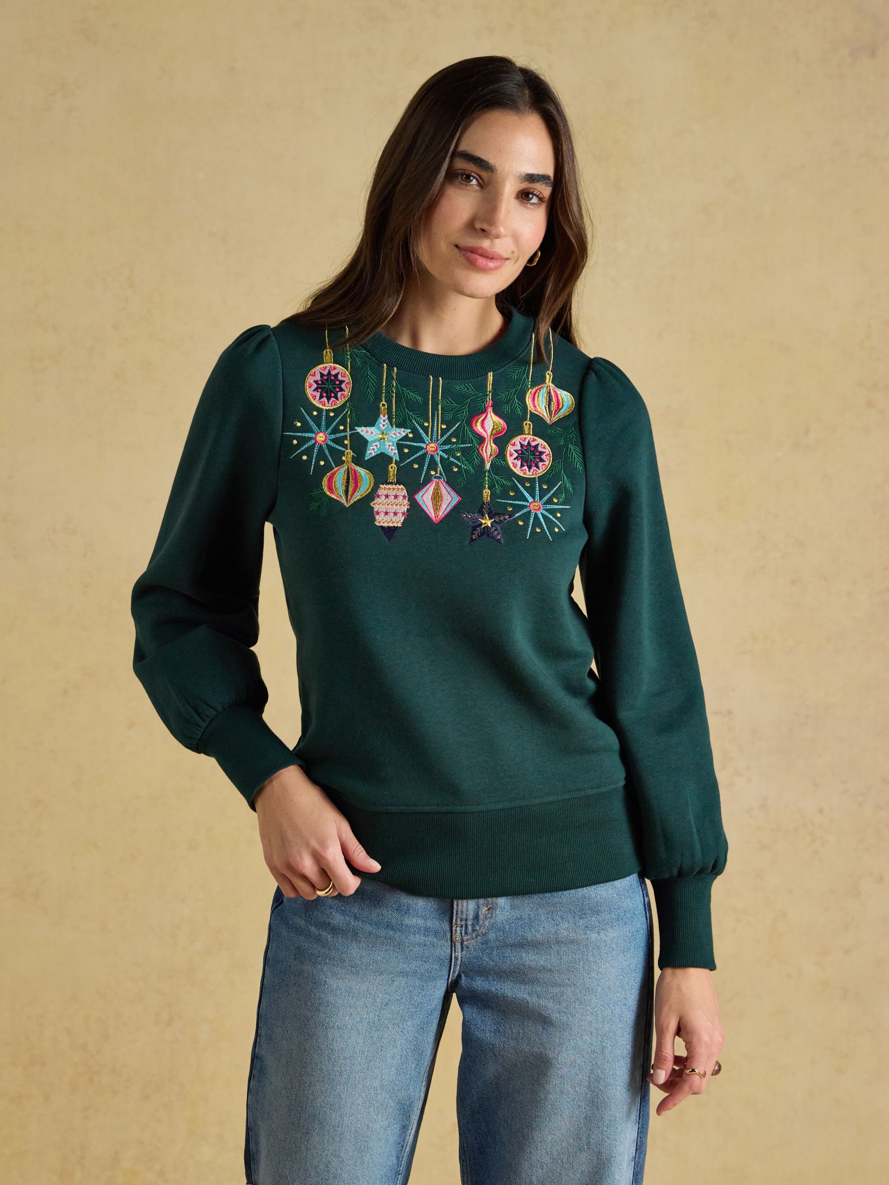 Green Christmas Baubles Crew Neck Sweatshirt - Image 1 of 9