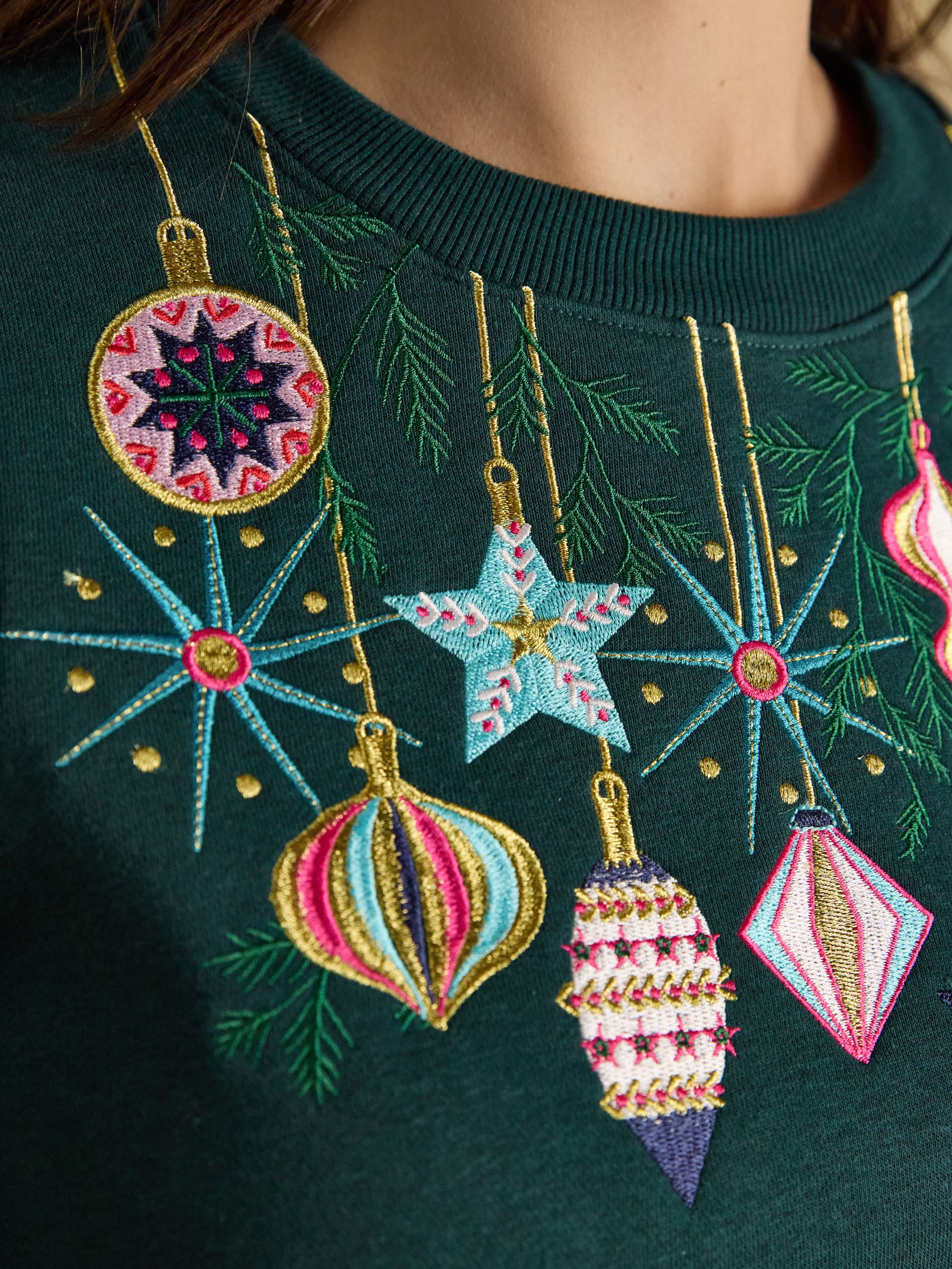 Green Christmas Baubles Crew Neck Sweatshirt - Image 8 of 9