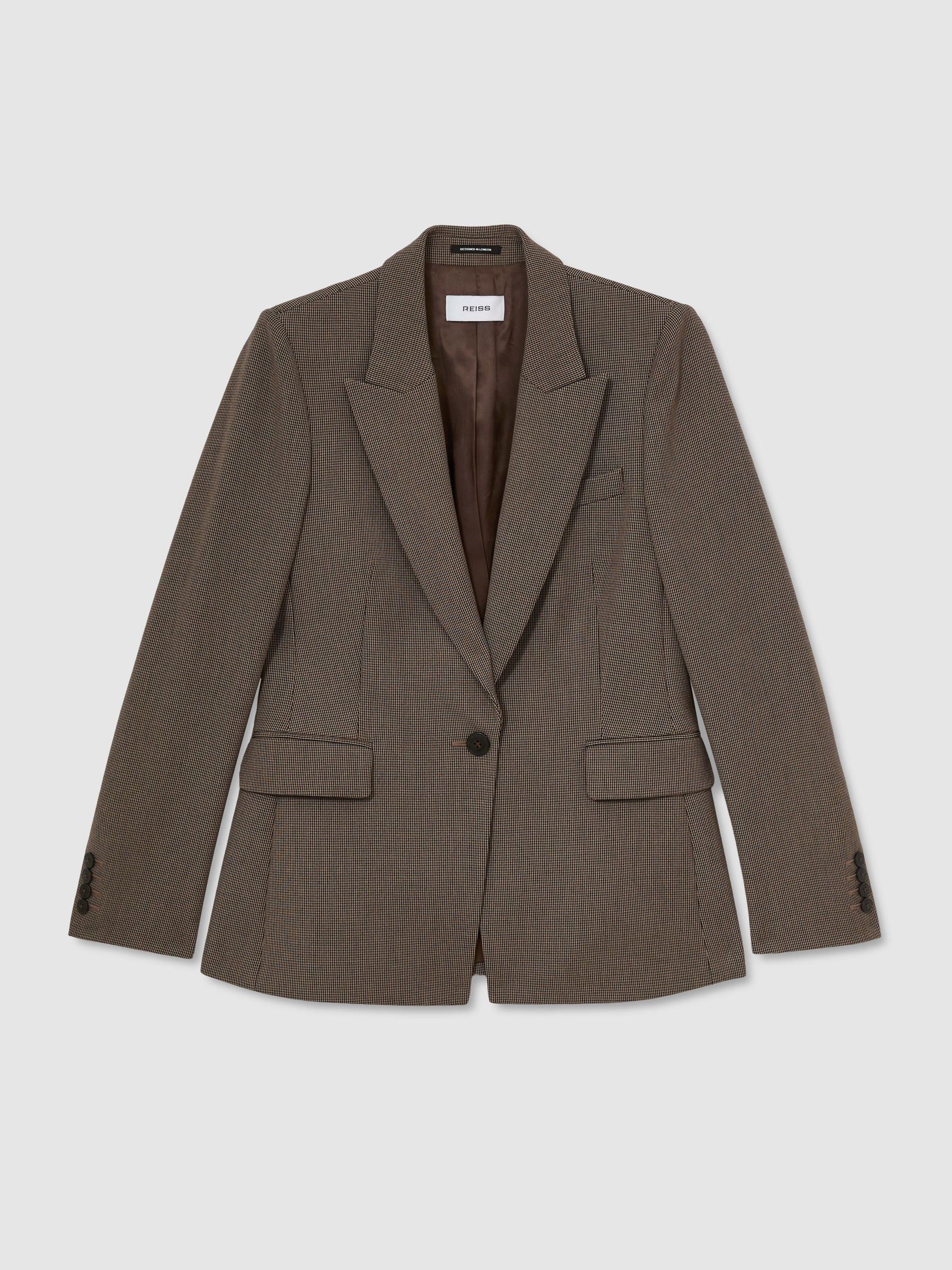 Puppytooth Single-Breasted Suit Blazer in Black/Neutral - Image 2 of 9