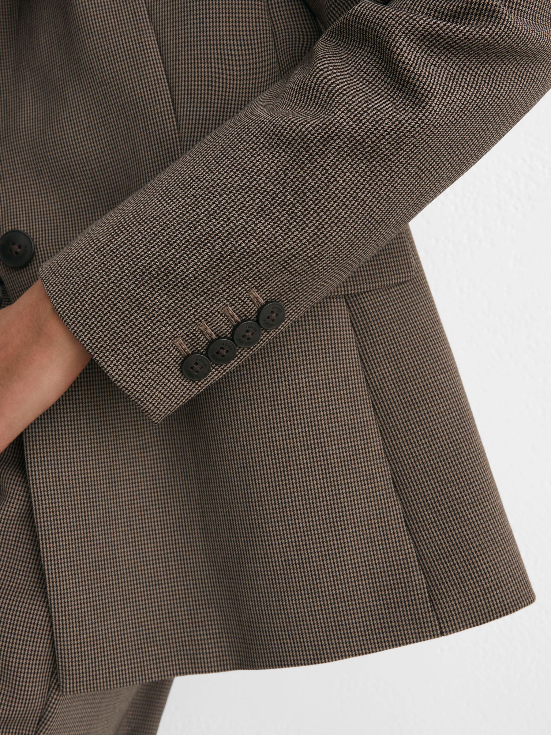 Puppytooth Single-Breasted Suit Blazer in Black/Neutral - Image 5 of 9