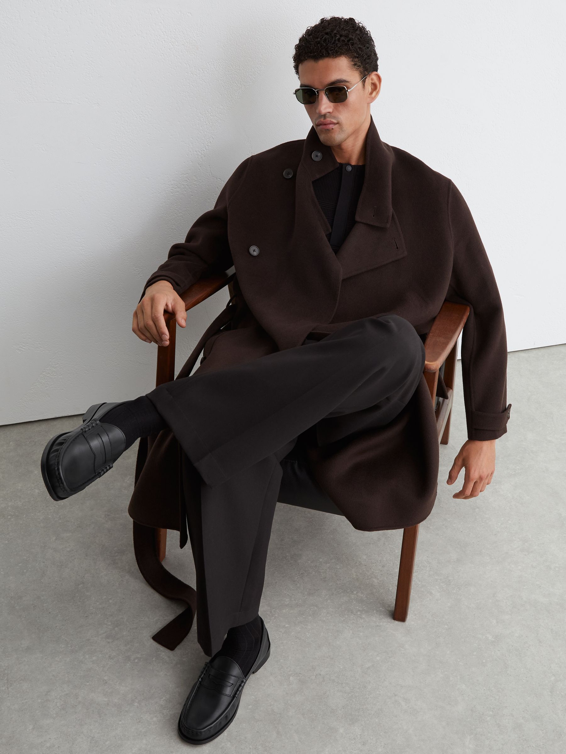 Leather Penny Loafers in Black - Image 1 of 6