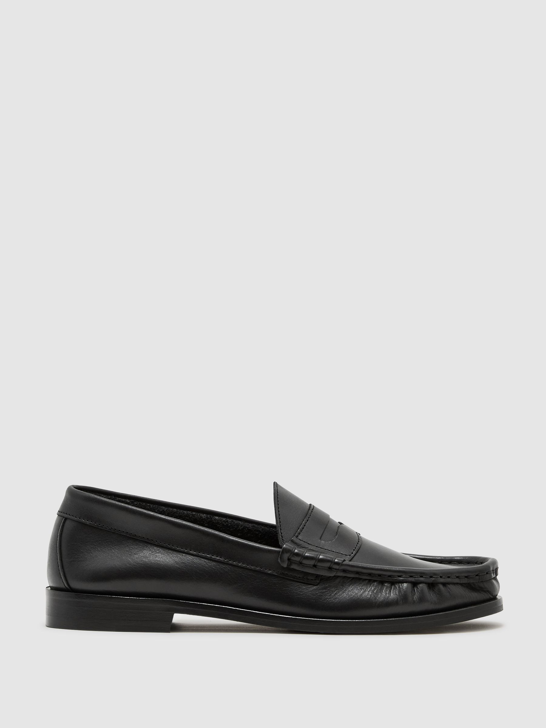 Leather Penny Loafers in Black - Image 2 of 6