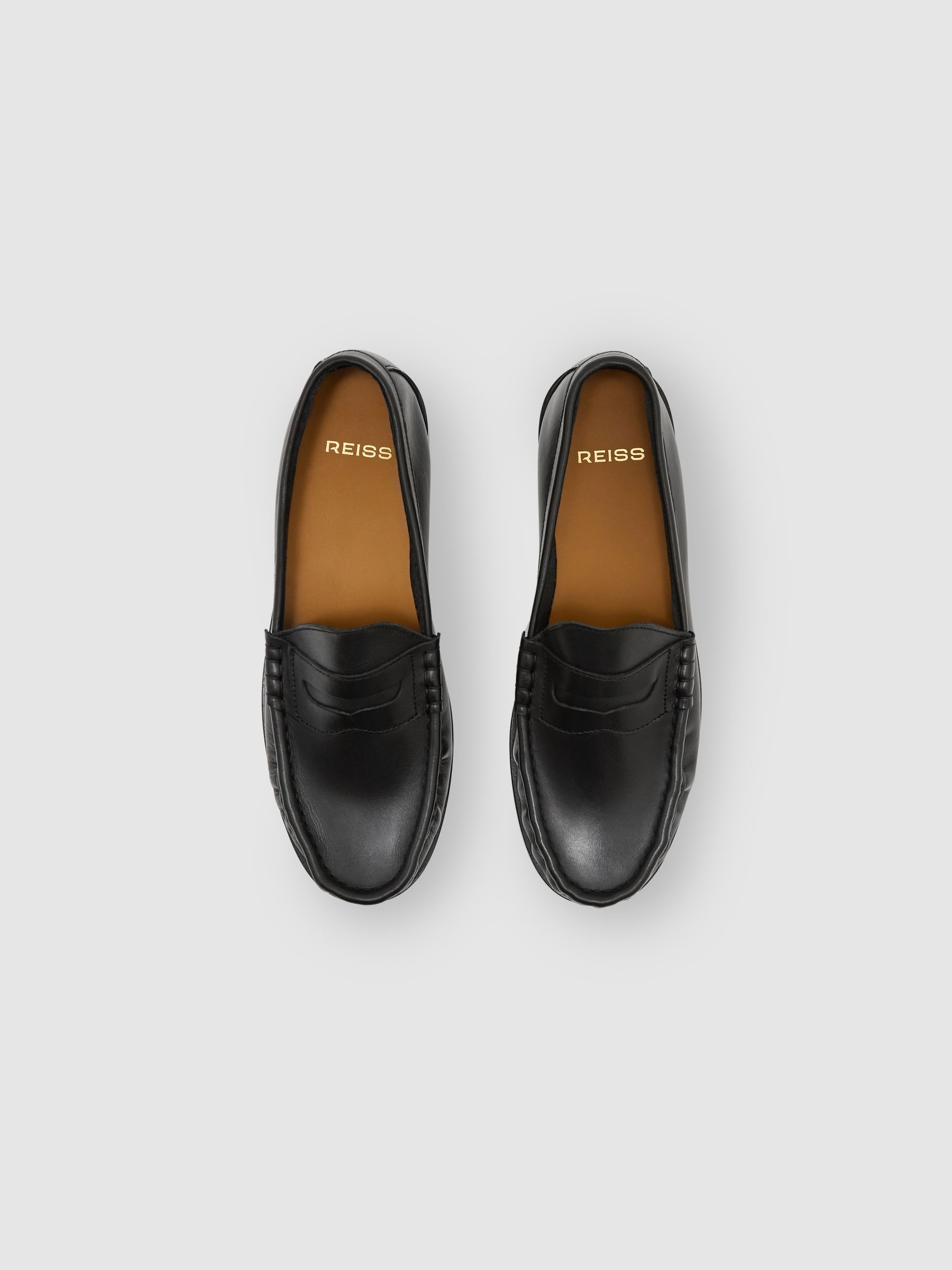 Leather Penny Loafers in Black - Image 3 of 6