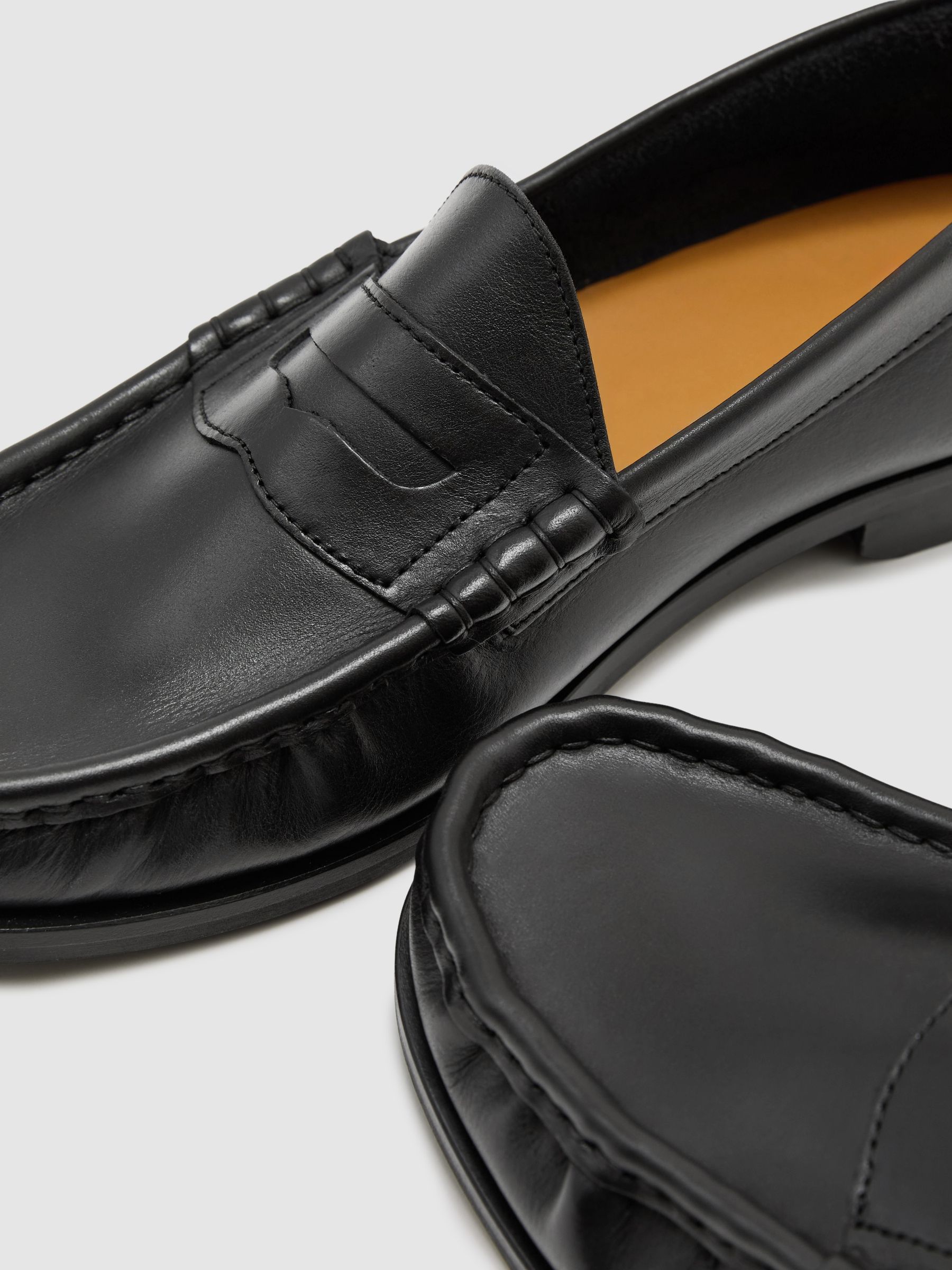 Leather Penny Loafers in Black - Image 6 of 6
