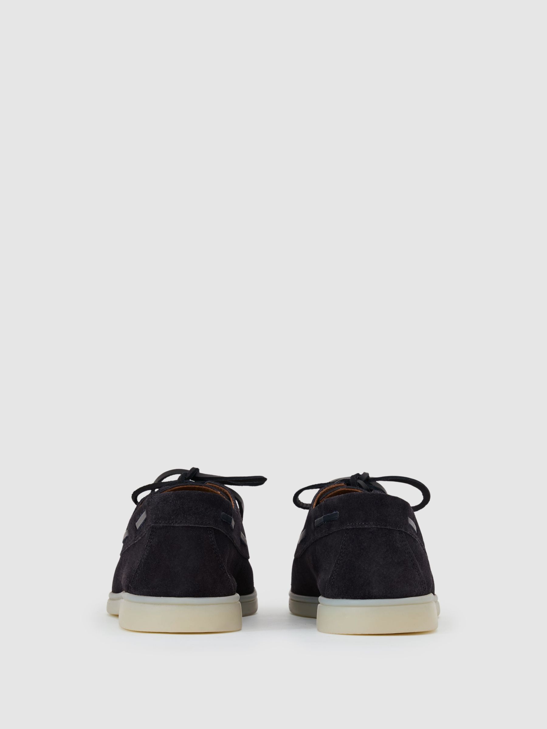 Suede Lace-Up Boat Shoes in Dark Navy - Image 3 of 4