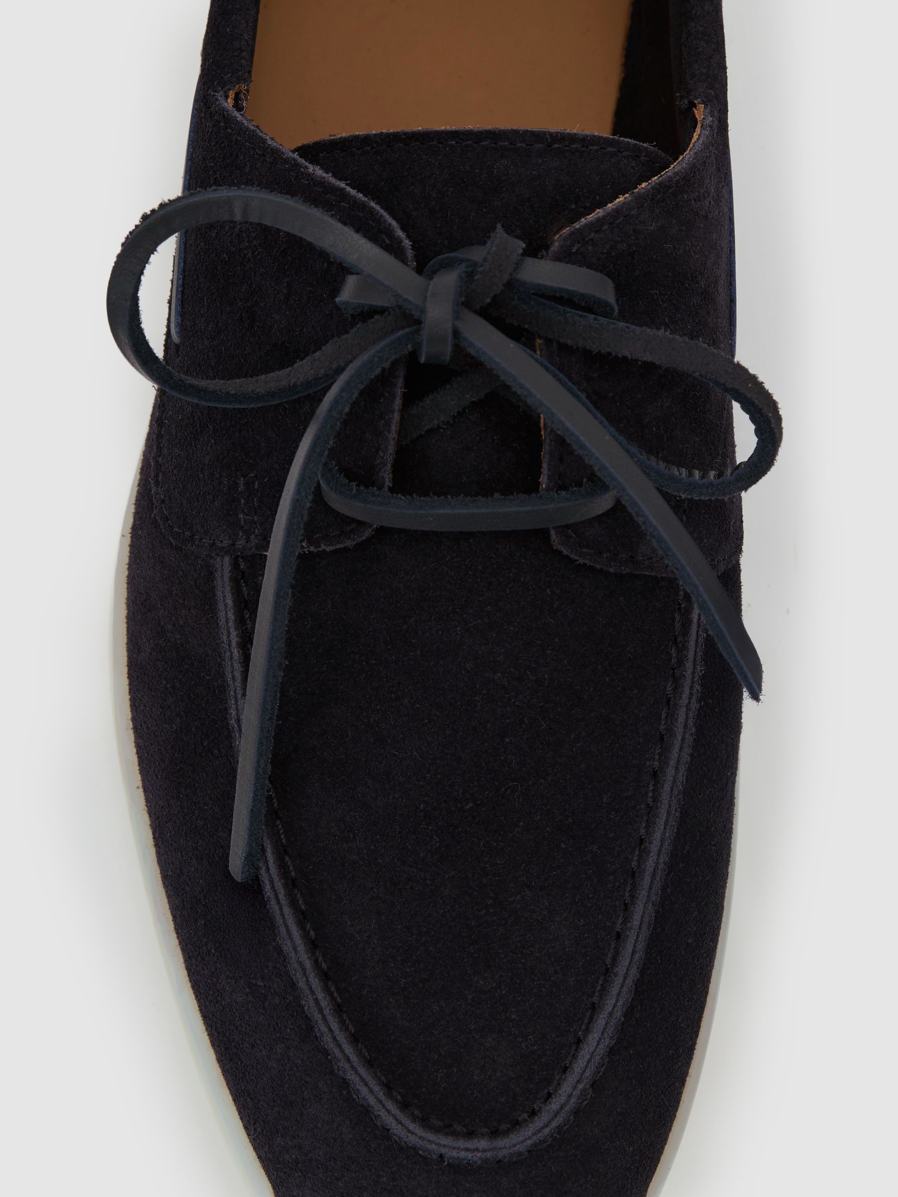 Suede Lace-Up Boat Shoes in Dark Navy - Image 4 of 4