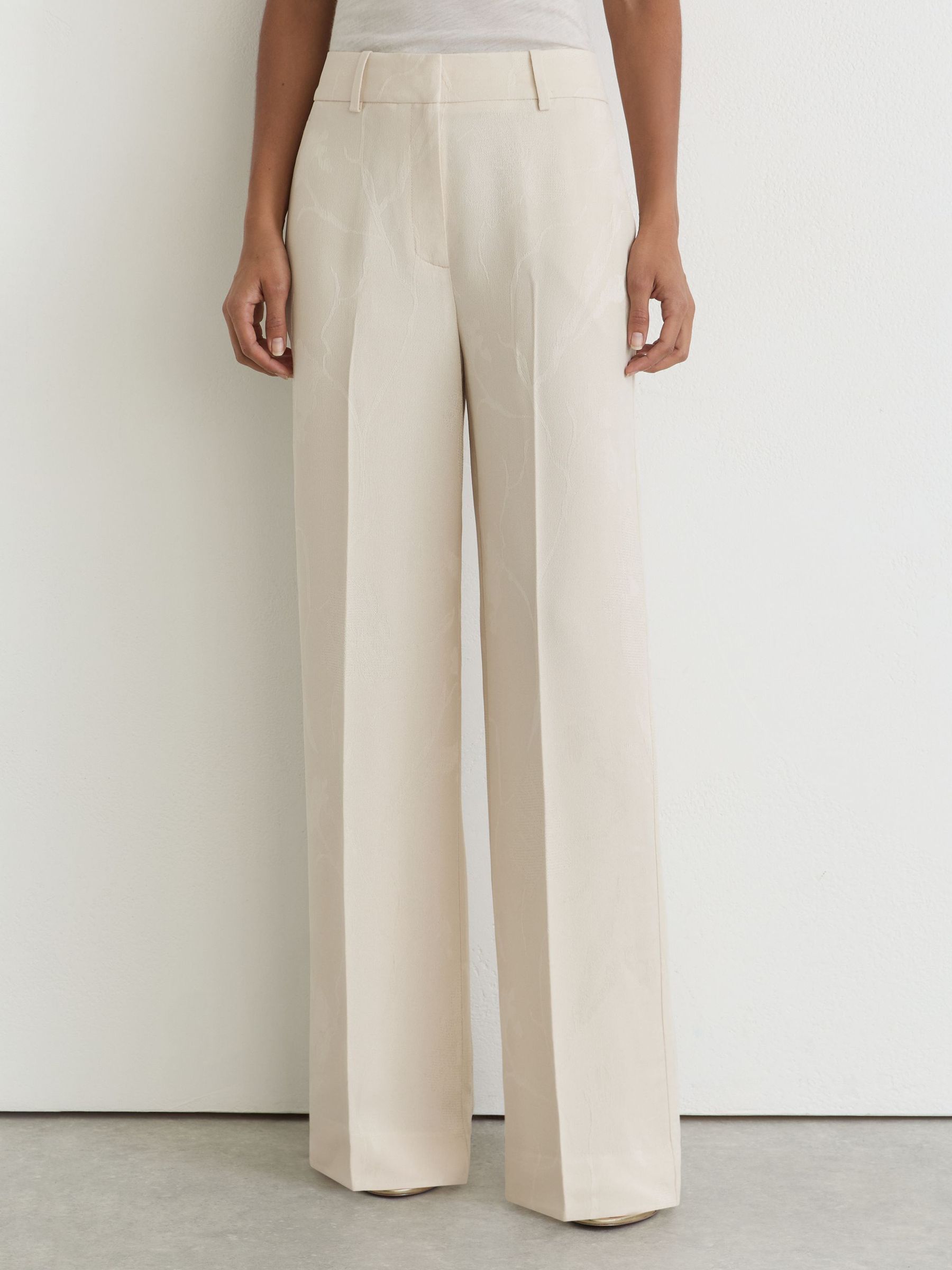 Jacquard Wide-Leg Suit Trousers in White - Image 3 of 8
