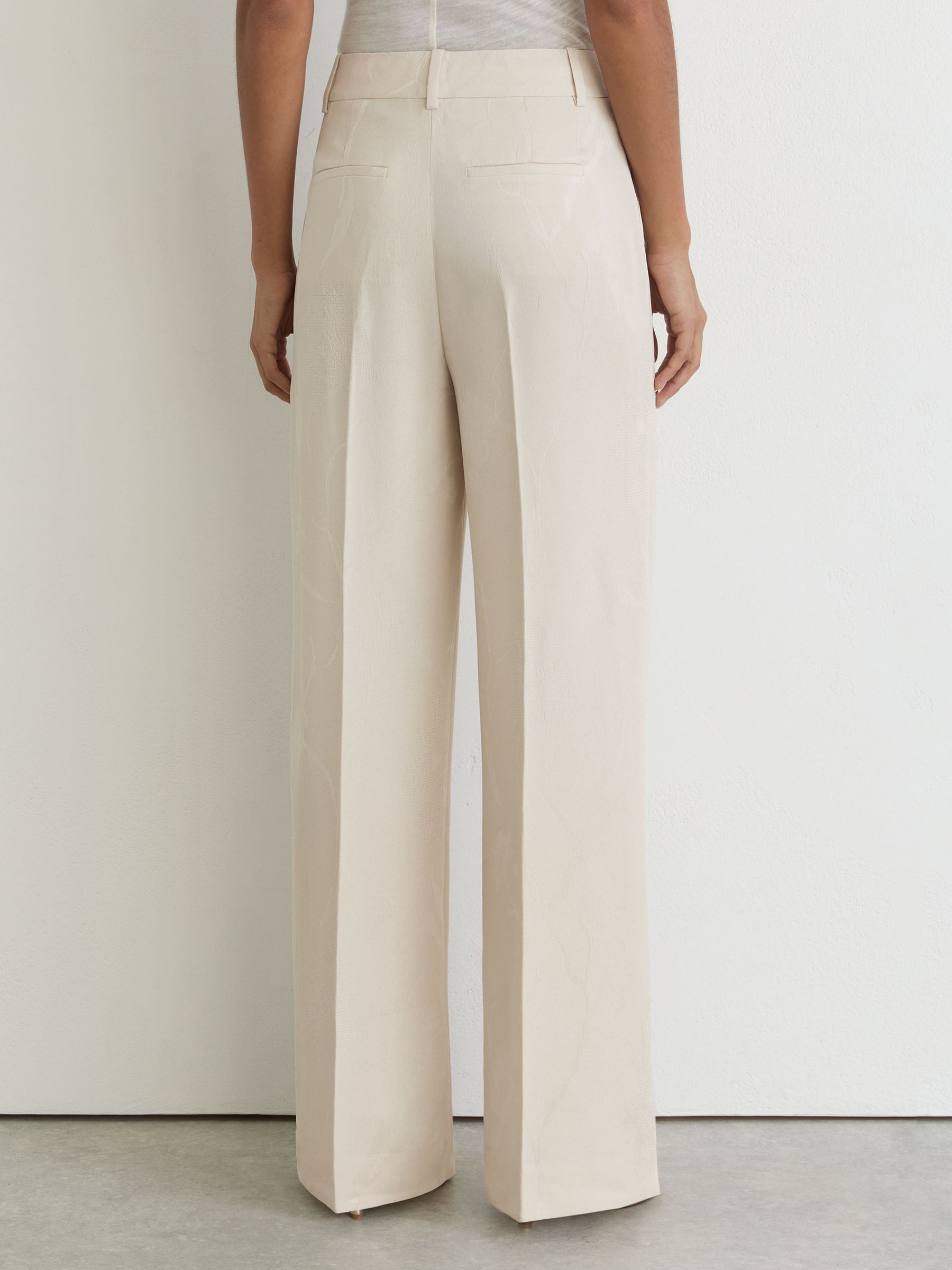 Jacquard Wide-Leg Suit Trousers in White - Image 5 of 8