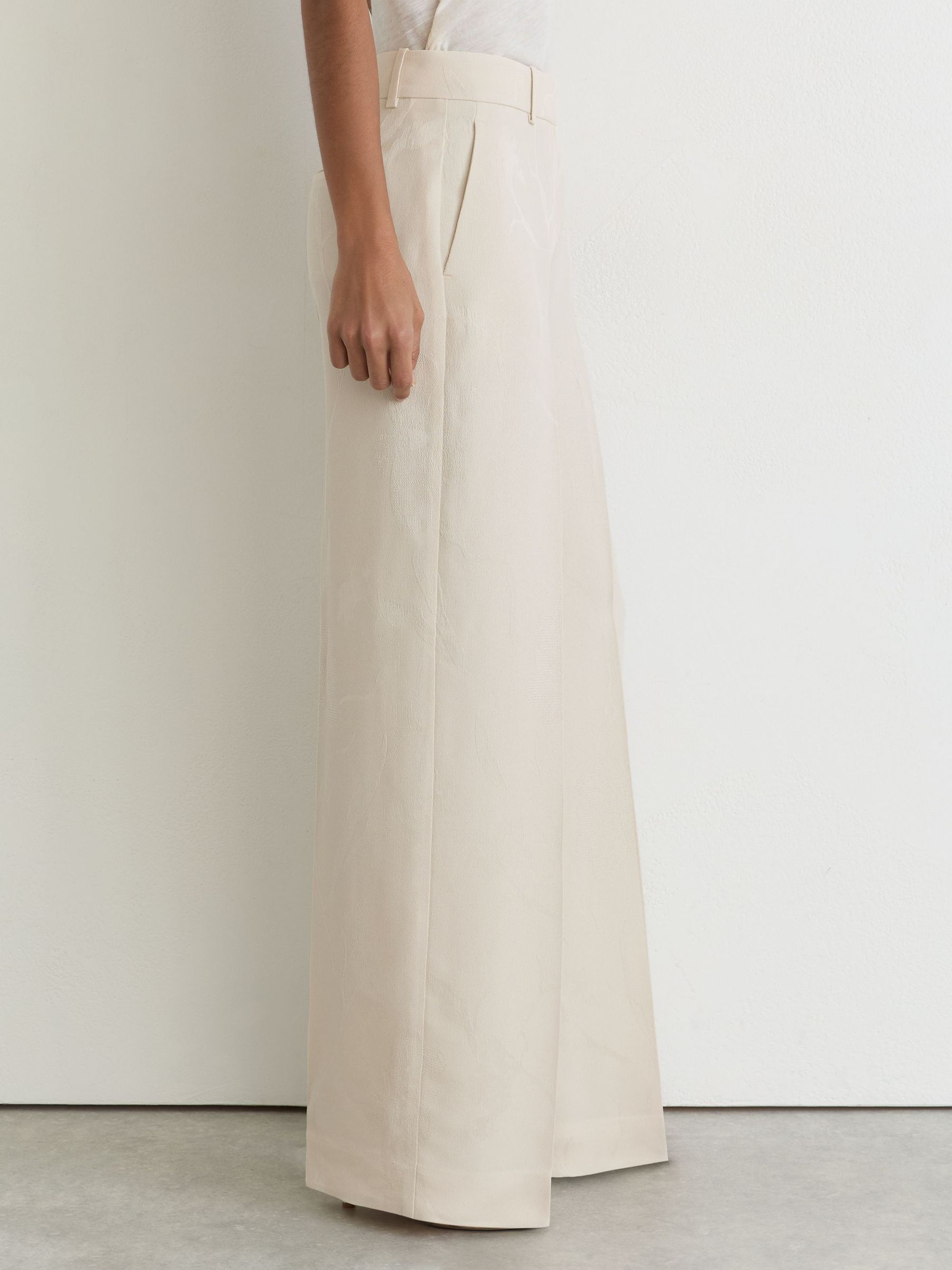 Jacquard Wide-Leg Suit Trousers in White - Image 6 of 8