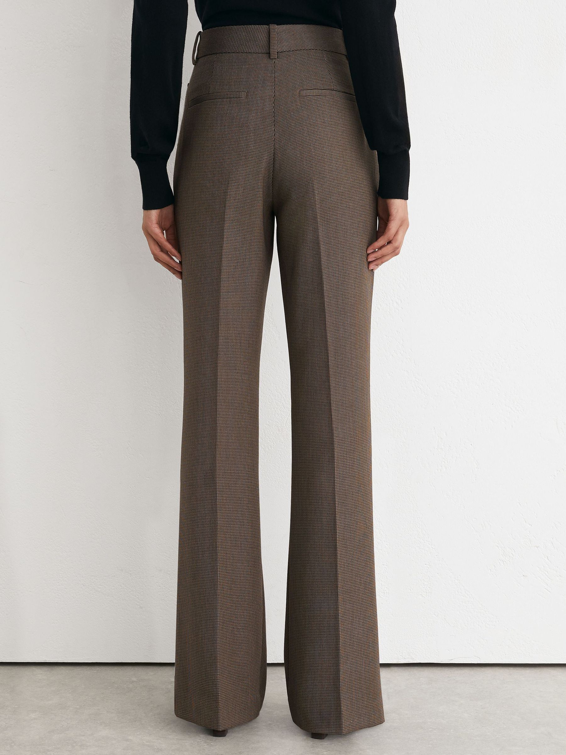 Petite Puppytooth Flared Suit Trousers in Black/Neutral - Image 5 of 7