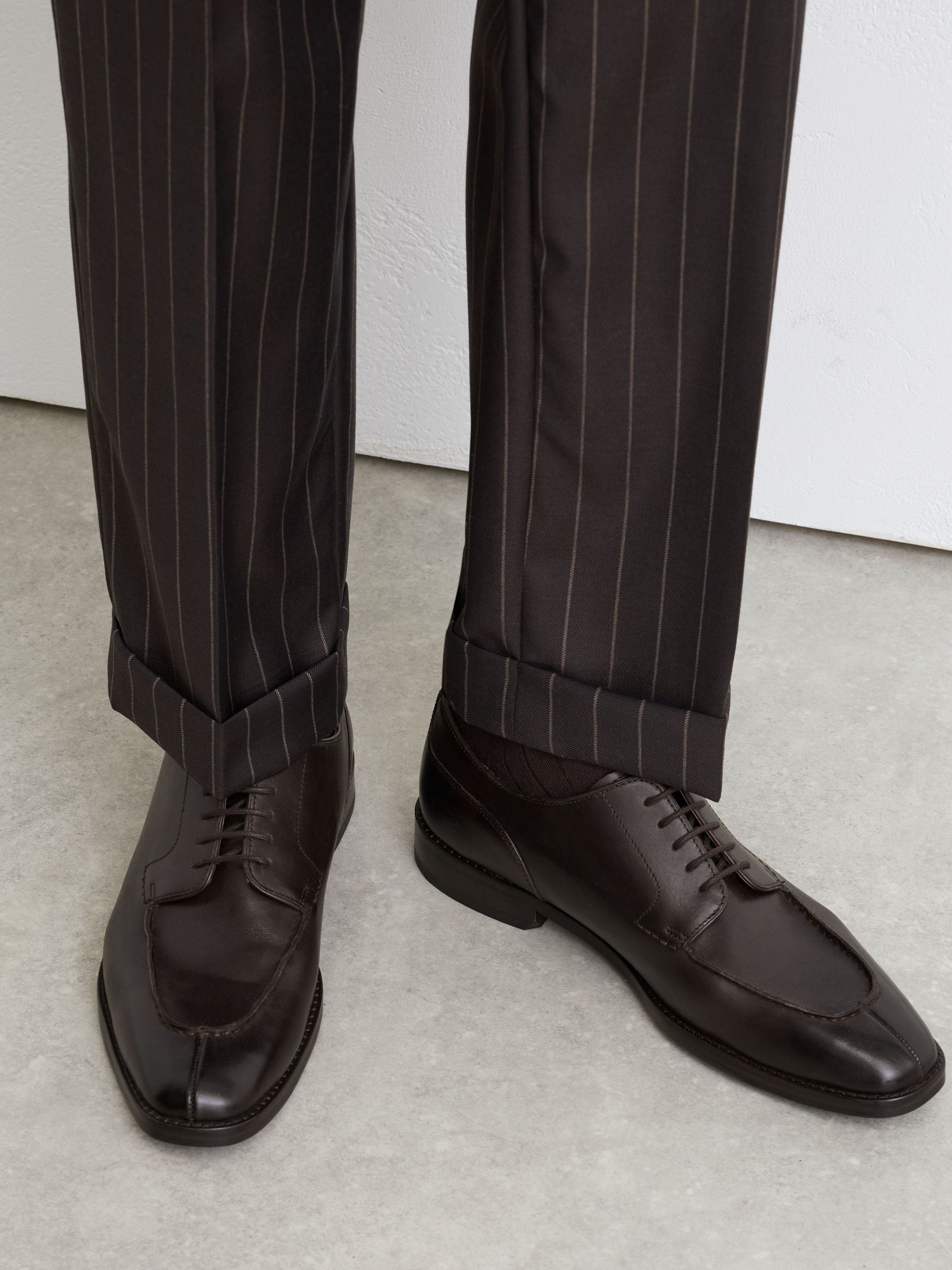 Leather Split-Toe Derby Shoes in Dark Brown - Image 1 of 5