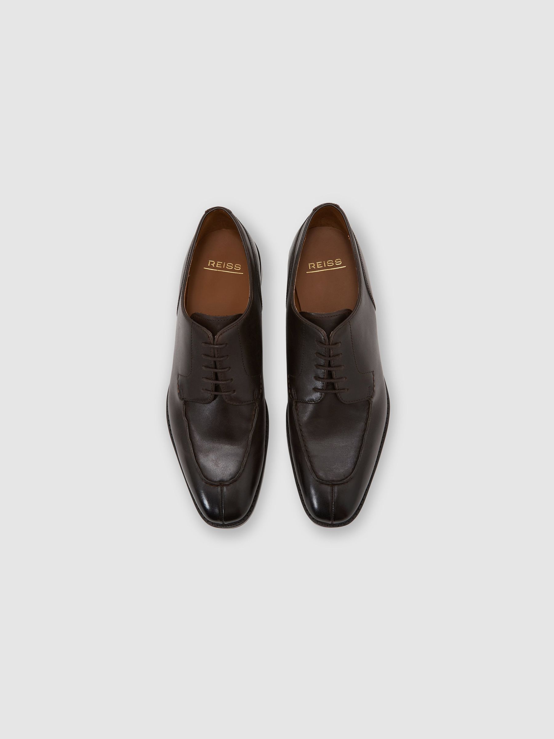 Leather Split-Toe Derby Shoes in Dark Brown - Image 3 of 5