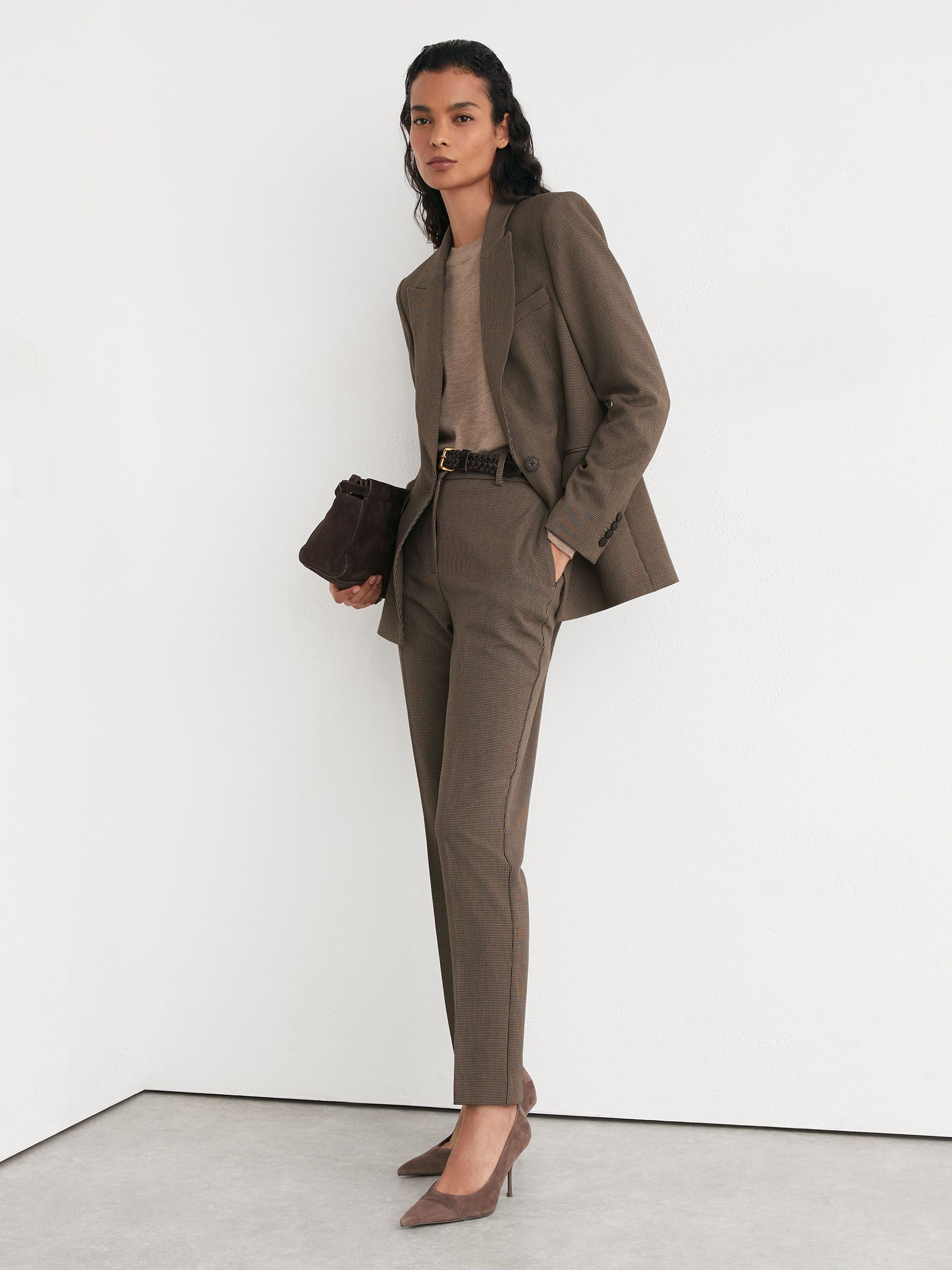 Petite Slim-Fit Suit Trousers in Black/Neutral - Εικόνα 1 από 7