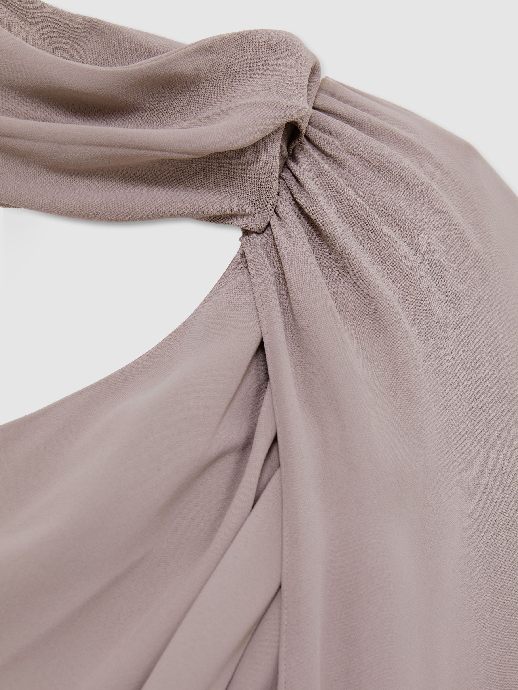 Petite One-Shoulder Drape Wide-Leg Jumpsuit in Mauve - Image 8 of 9