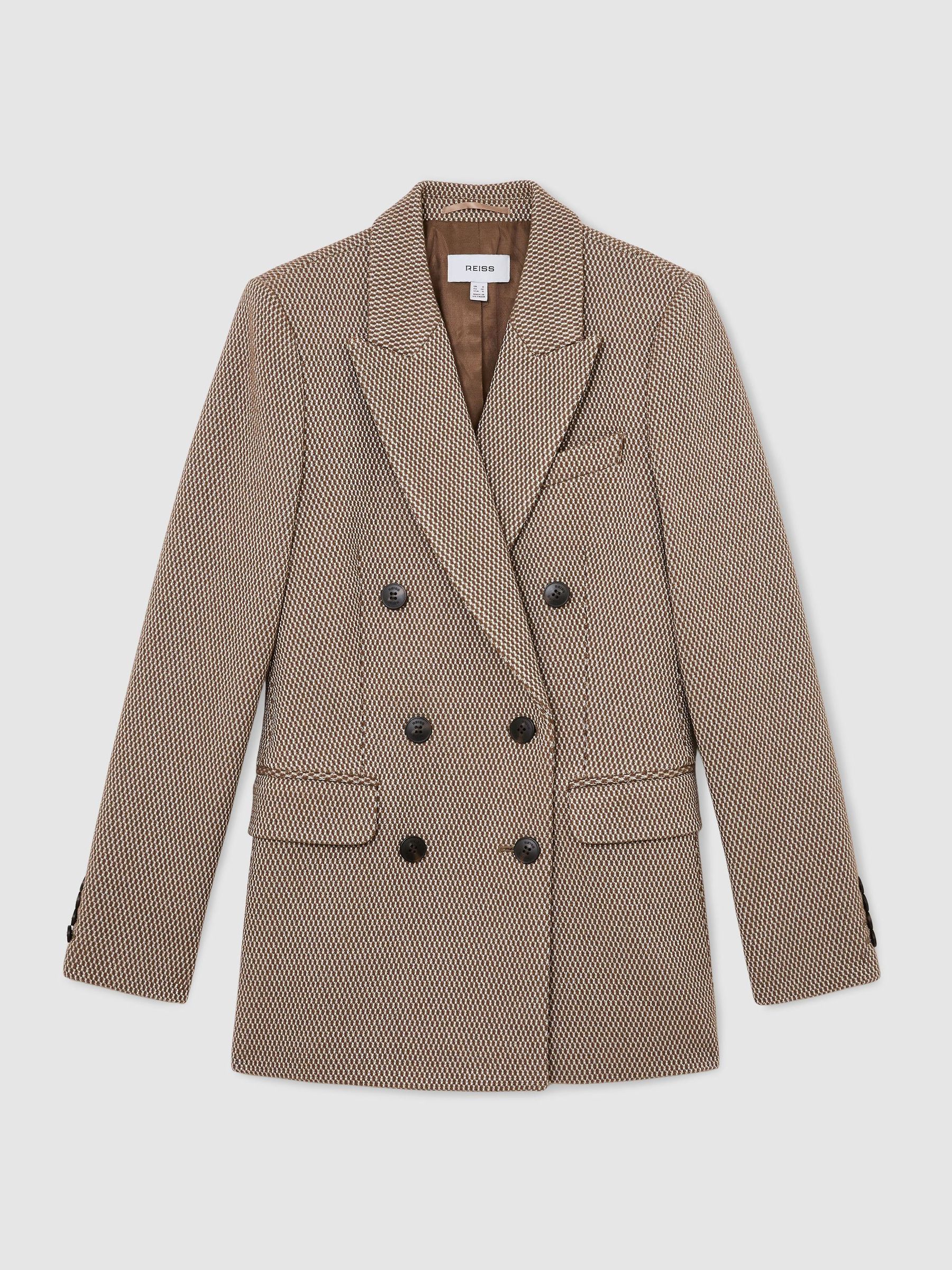 Zweireihiger Blazer aus strukturiertem Wollmischgewebe in Taupe-Neutral - Bild 2 von 9 Zweireihiger Blazer aus strukturiertem Wollmischgewebe in Taupe-Neutral - Bild 2 von 9