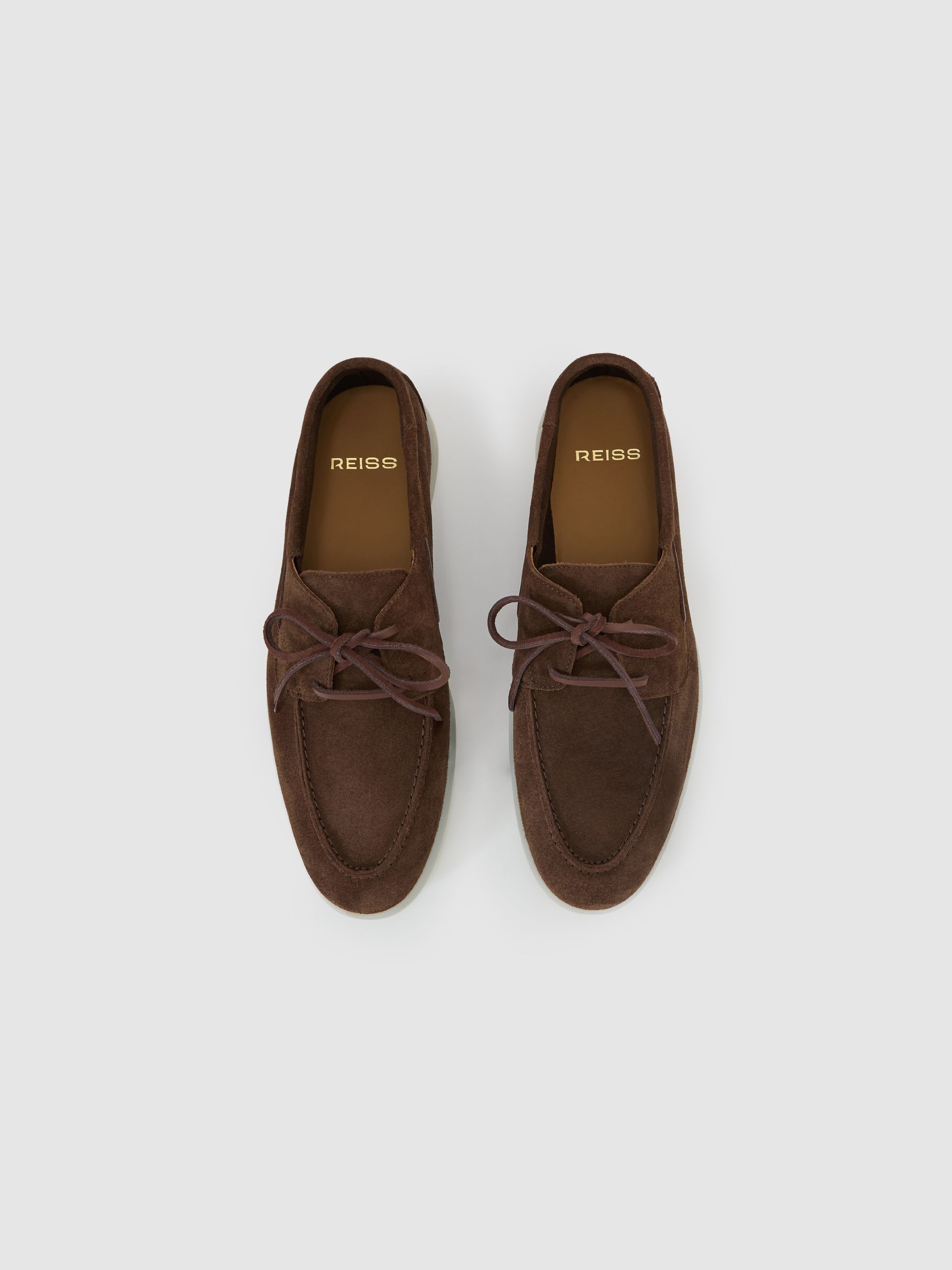 Suede Lace-Up Boat Shoes in Brown - Image 2 of 4