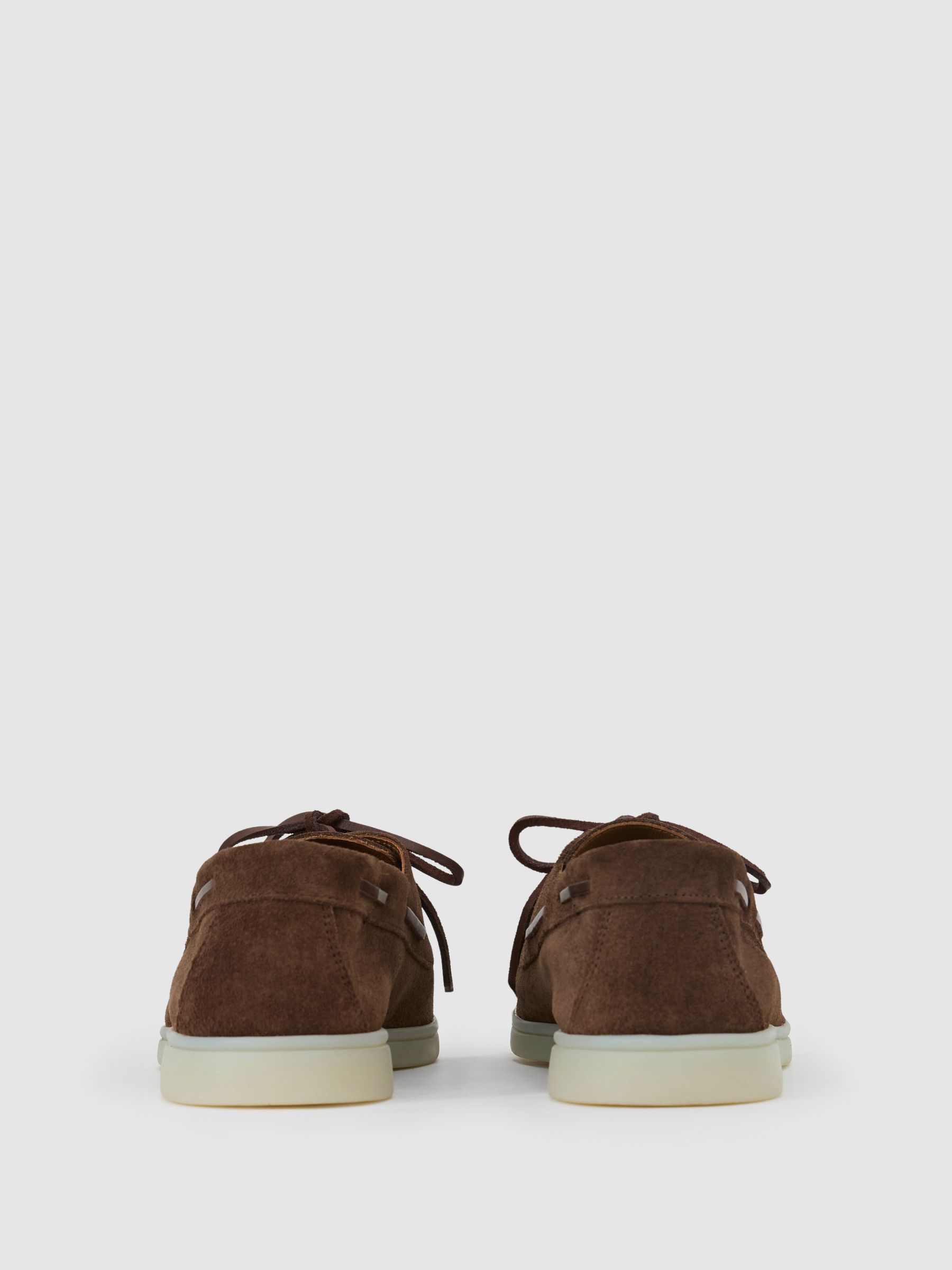 Suede Lace-Up Boat Shoes in Brown - Image 3 of 4