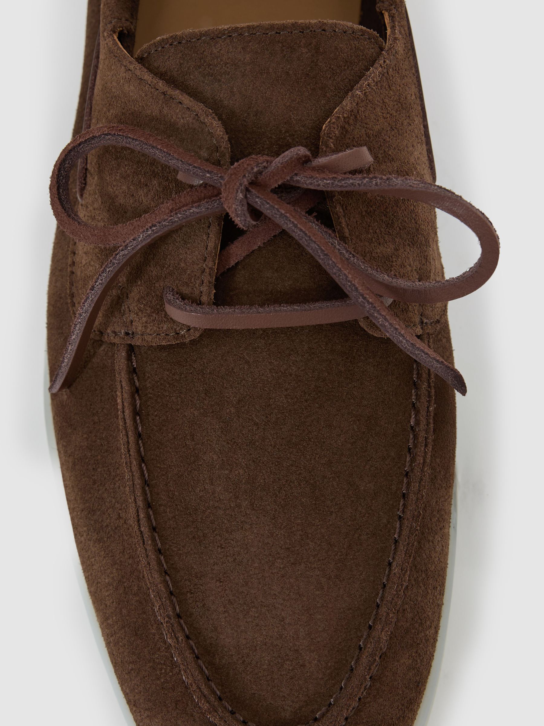 Suede Lace-Up Boat Shoes in Brown - Image 4 of 4