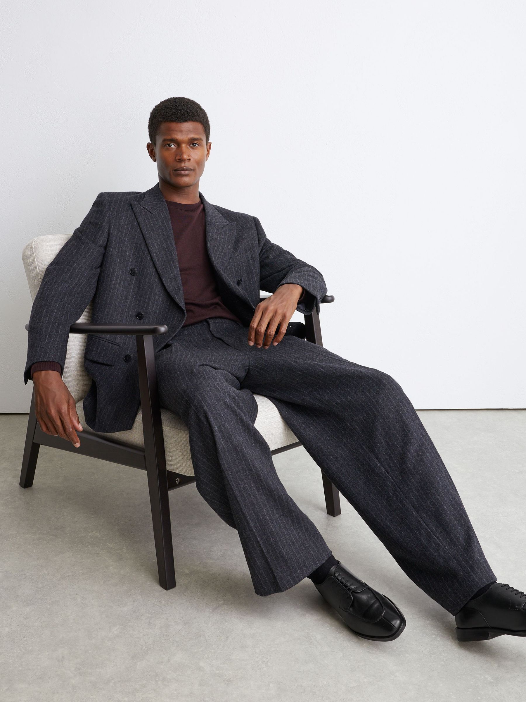 Leather Split-Toe Derby Shoes in Black - Image 4 of 6