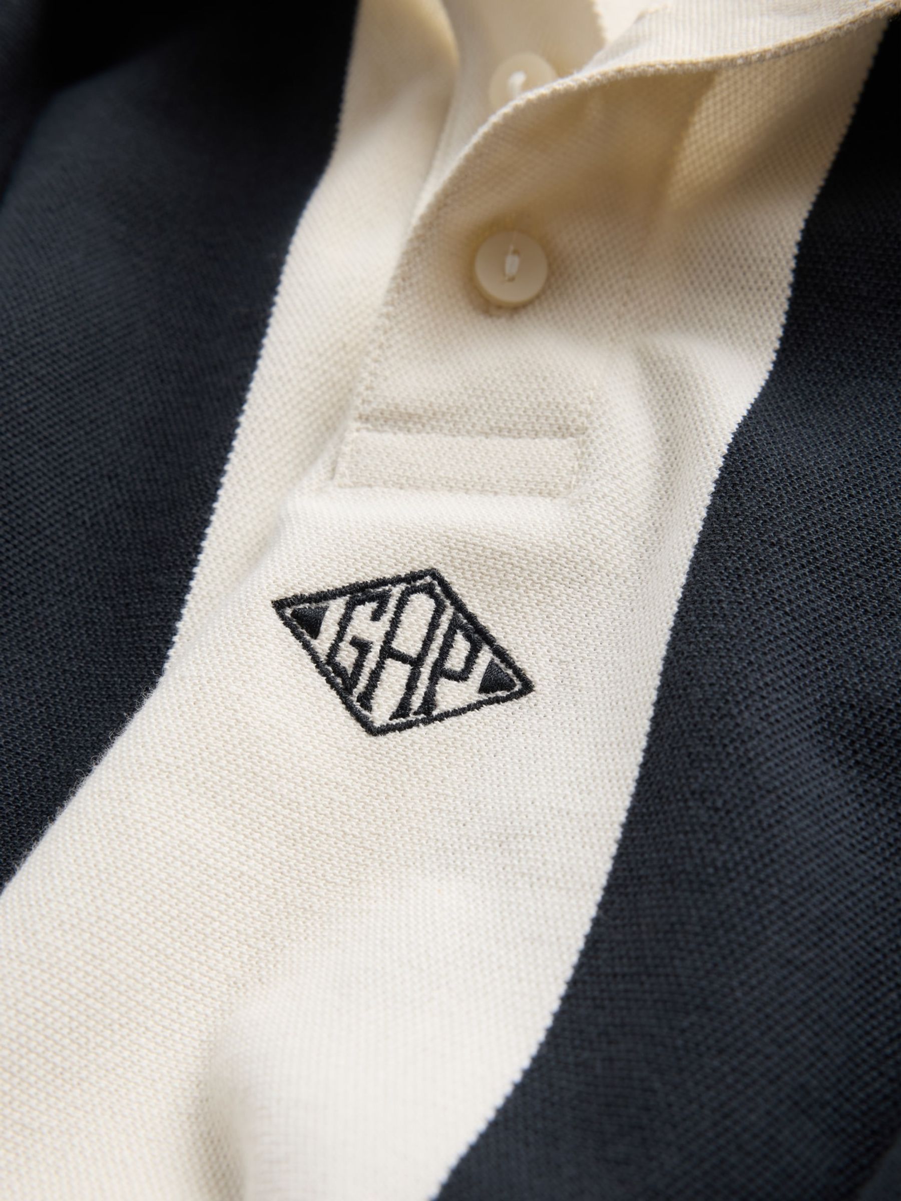 OuiGap Black/White Stripe Relaxed Pique Polo Shirt - Image 5 of 5