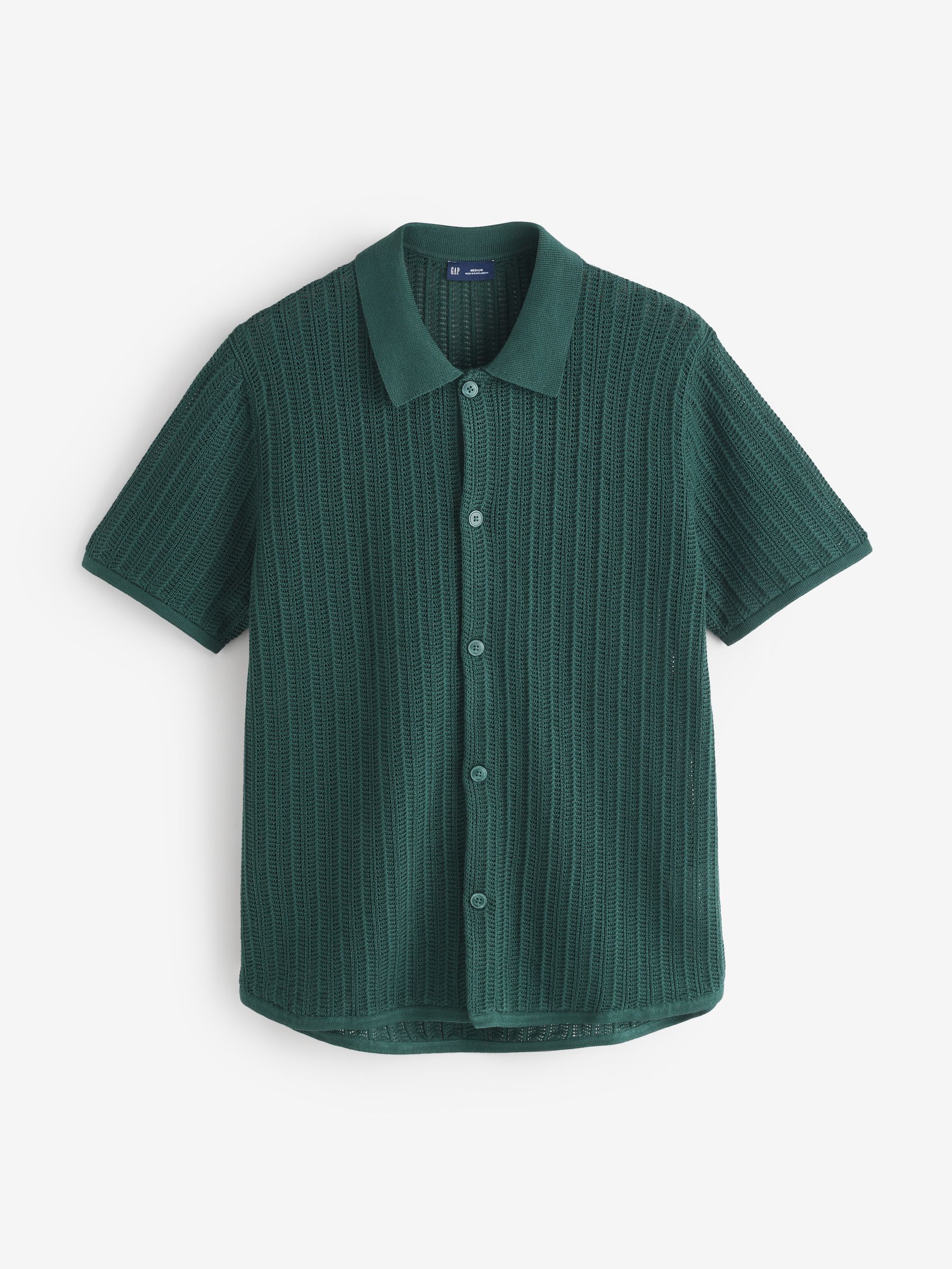 Green Textured Relaxed Crochet Shirt - Image 4 of 8